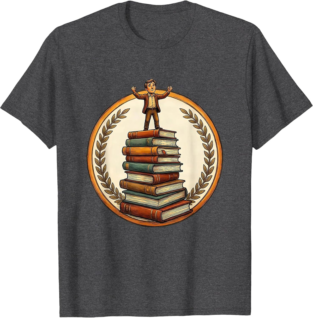 Paraprofessional Standing Tall on Books Graphic T-Shirt - Dark Heather Grey