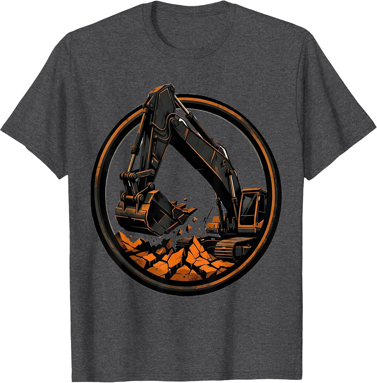 Excavator Digging Cracked Earth Graphic T-Shirt - Dark Heather Grey