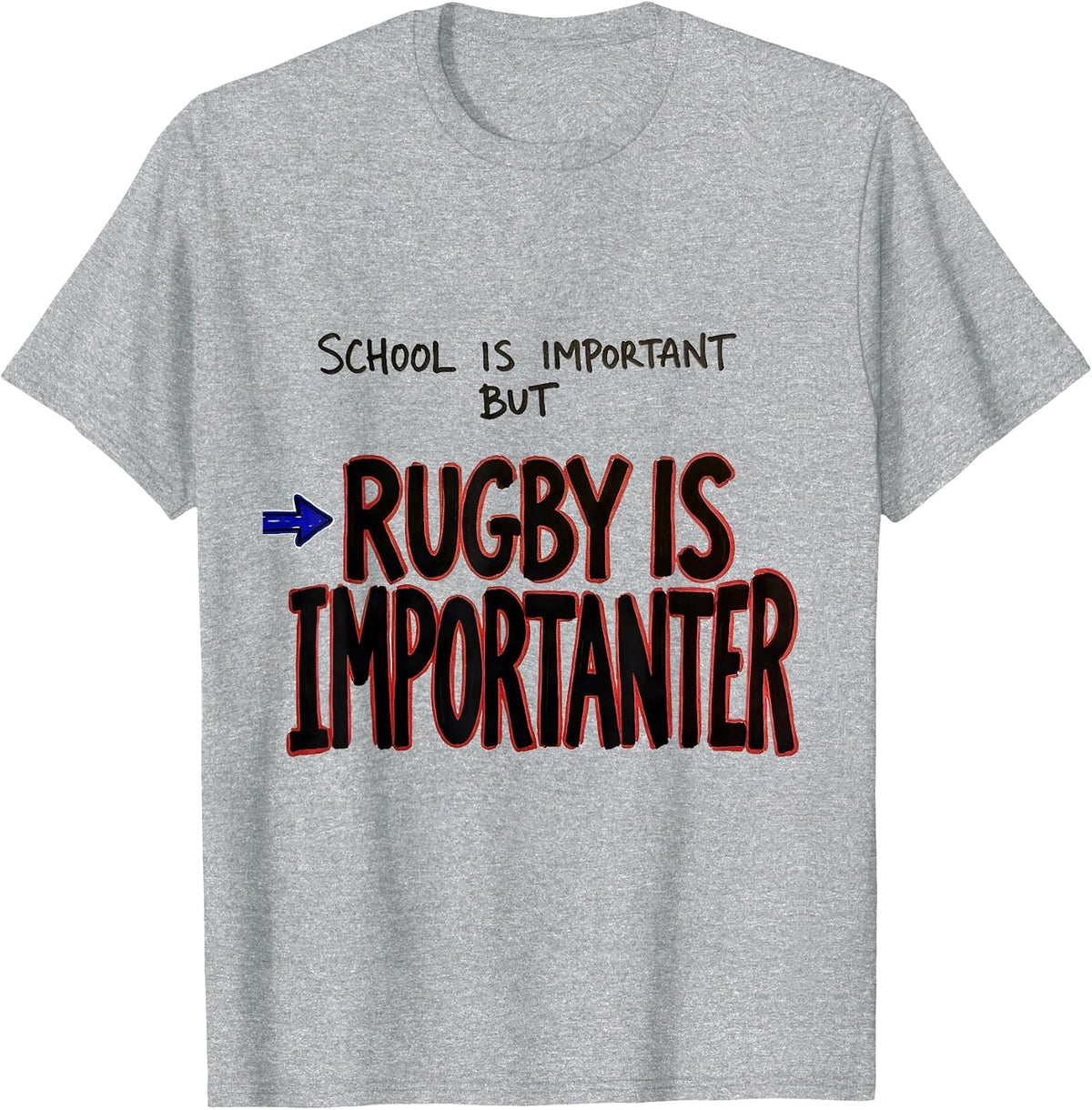 Men's School Is Important But Rugby Is Importanter Youth T-Shirt - Heather Grey