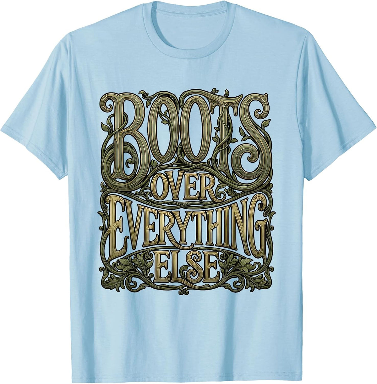 Men's Boots Over Everything Country Life Design T-Shirt - Baby Blue