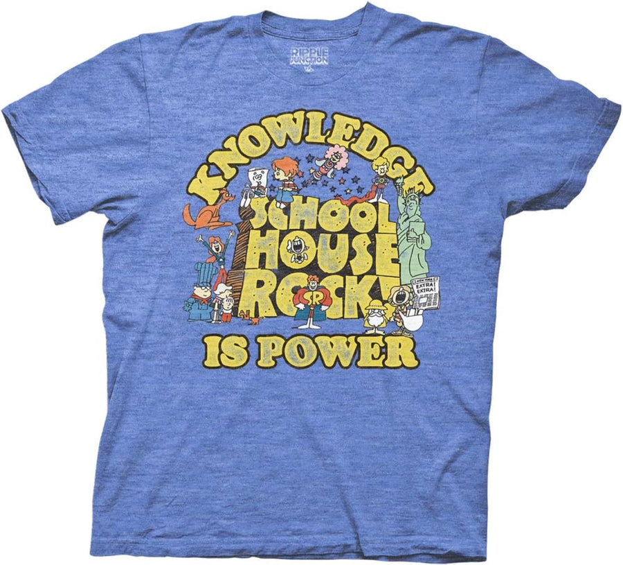 Ripple Junction Schoolhouse Rock Men's Short Sleeve T-Shirt Knowledge is Power Retro Vintage Nostalgia Officially Licensed -