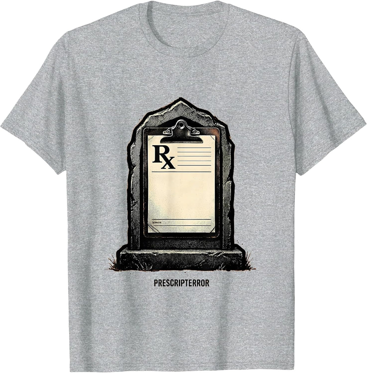 Men's Prescripterror Funny Pharmacy Halloween Pharmacist Tech Crew T-Shirt - Heather Grey
