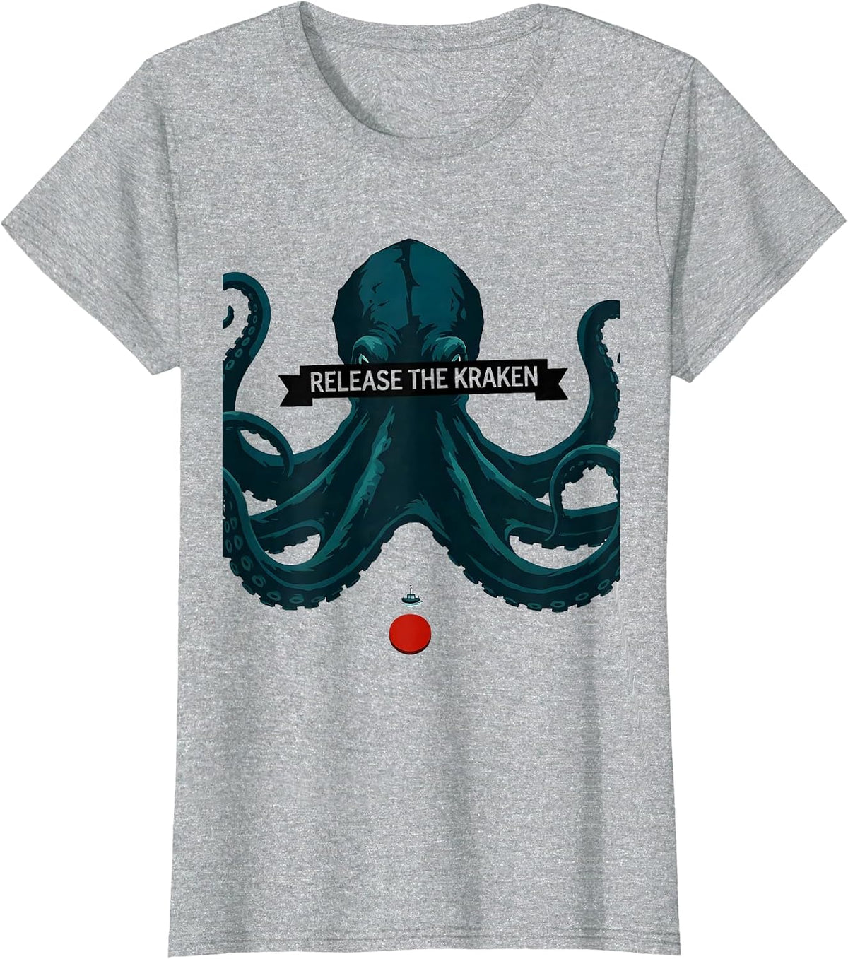 Release The Kraken Vintage Kraken Octopus Sea Creature T-Shirt - Heather Grey