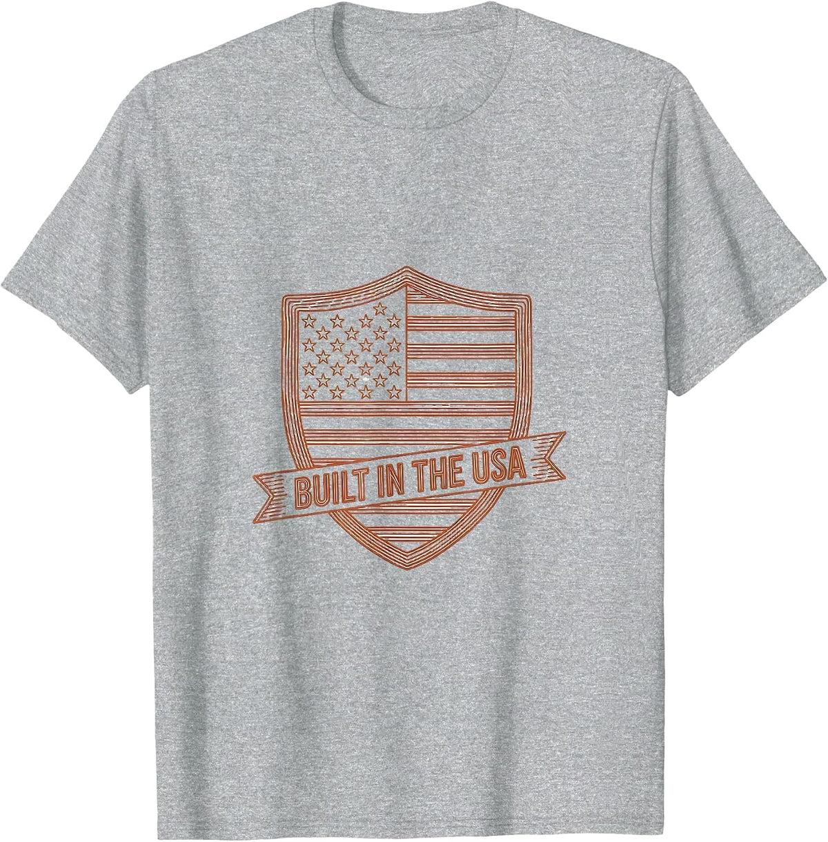 Men's Built in the USA American Flag Patriotic Design T-Shirt - Heather Grey