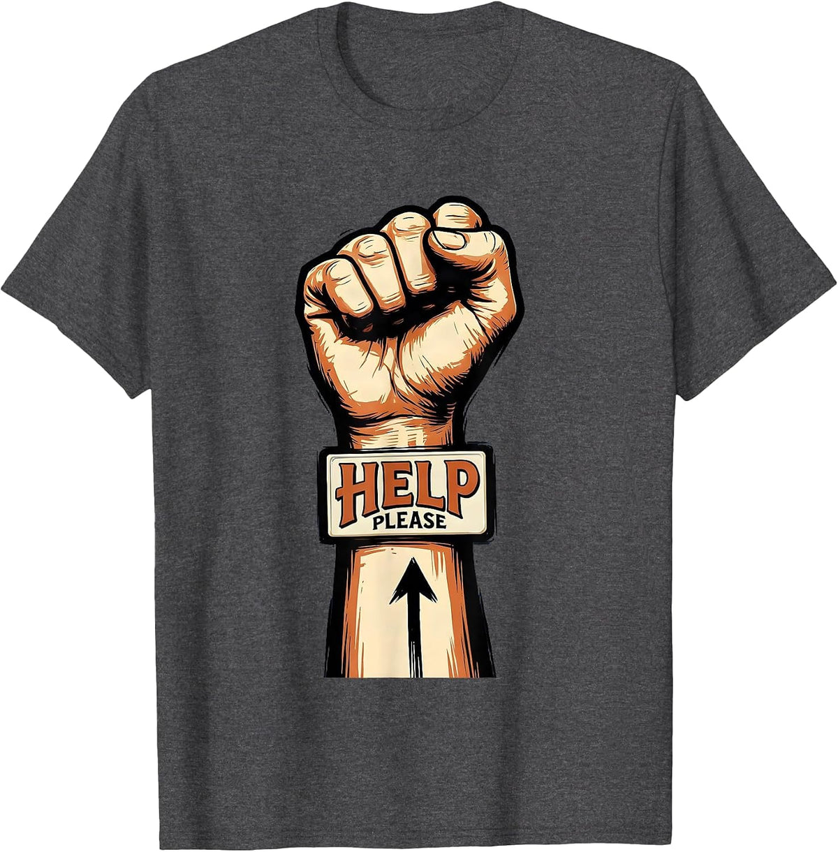 Help Please Sign Language Teacher Deaf Awareness ASL T-Shirt - Dark Heather Grey