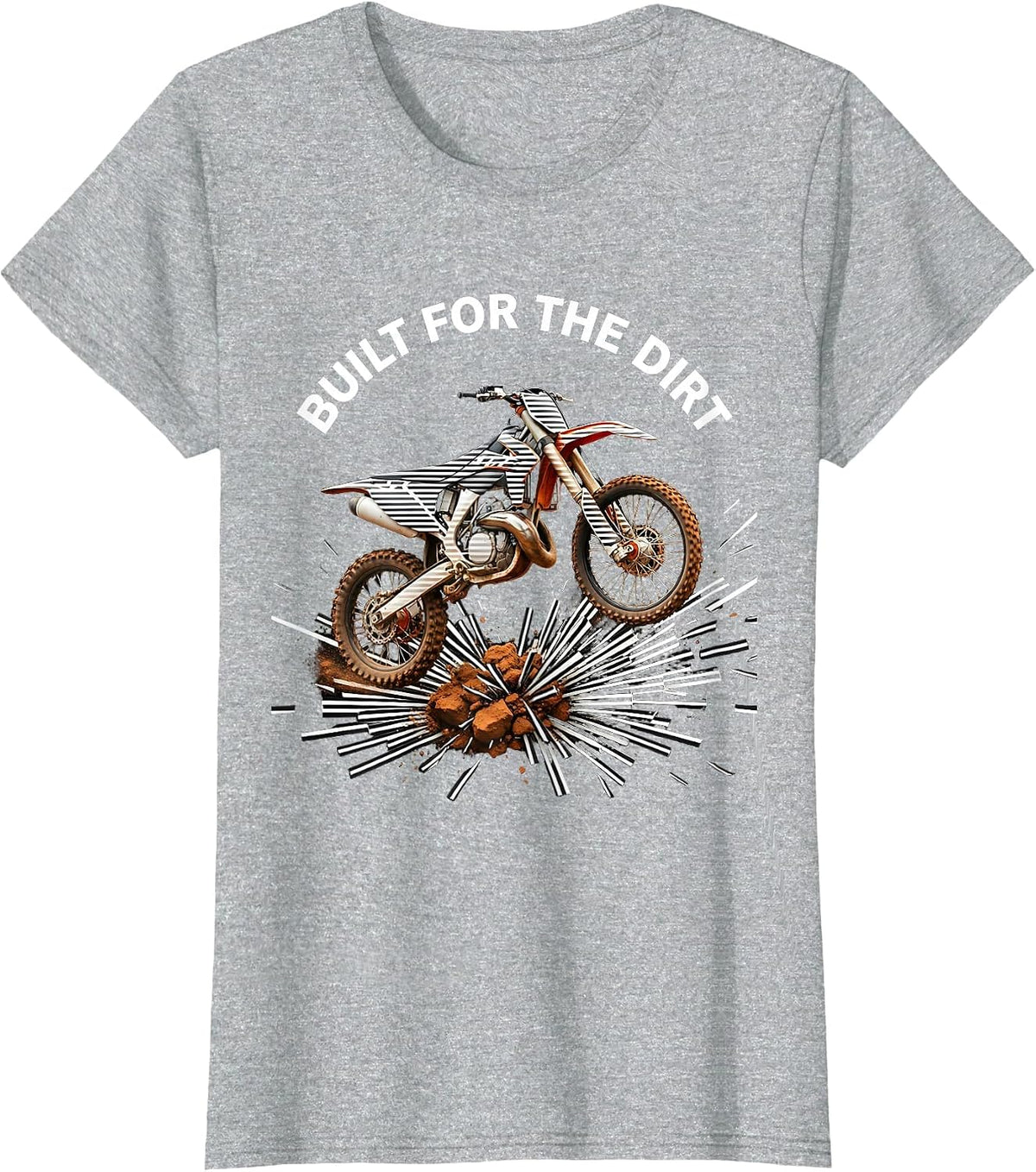 Women's Built for the Dirt Dirt Bike Rider Design T-Shirt - Heather Grey