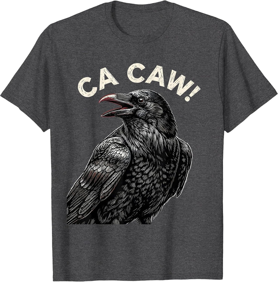 Men's Ca Caw! Funny Crow F-Caw-F Raven Bird Saying Gothic Humor T-Shirt - Dark Heather Grey