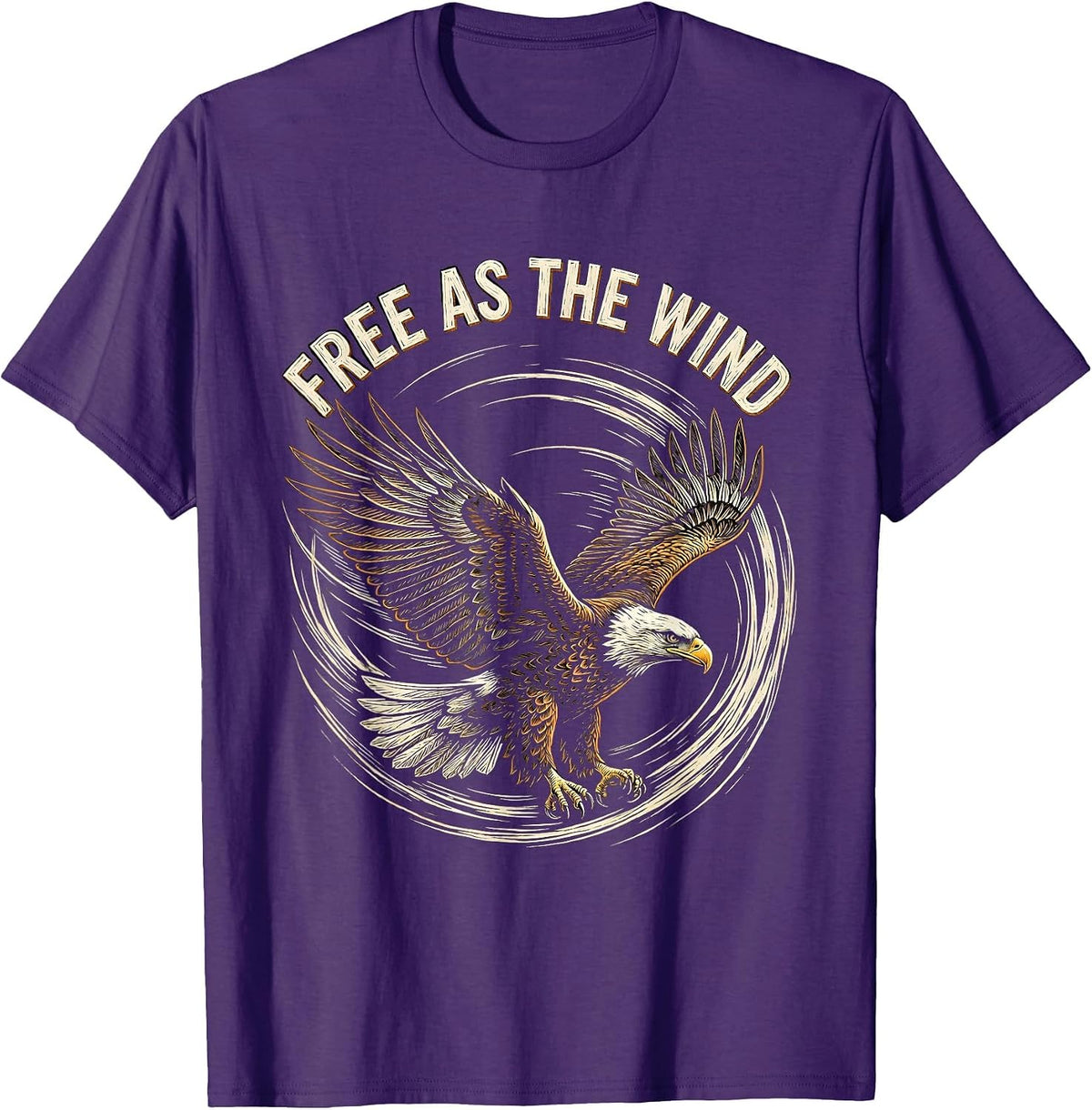 Free as the Wind Live Free Graphic Design T-Shirt - Purple