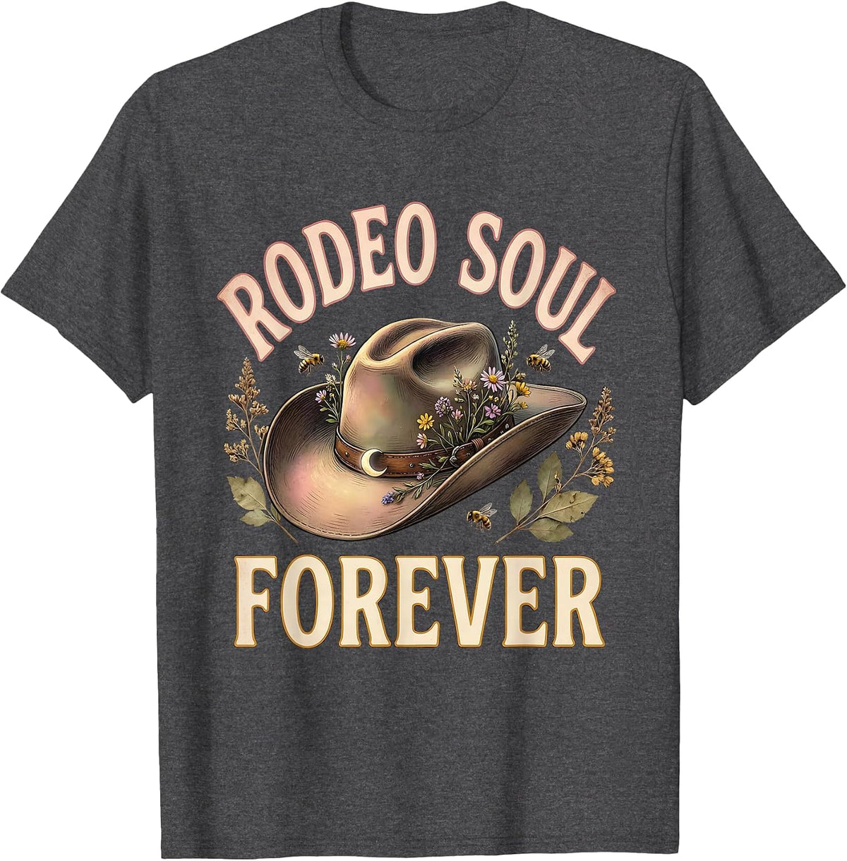 Rodeo Soul Forever Western Cowgirl Design T-Shirt - Dark Heather Grey