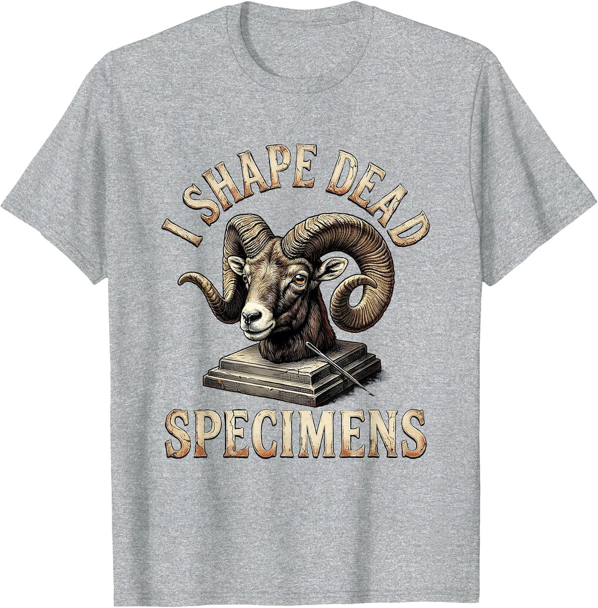 Men's I Shape Dead Specimens Distressed Taxidermist Gift Humor T-Shirt - Heather Grey