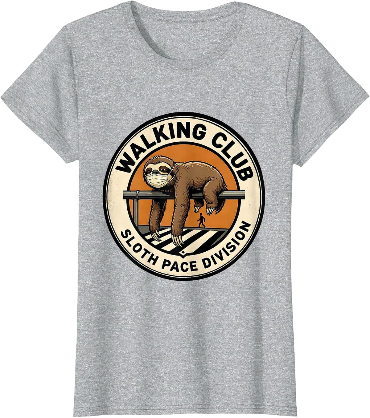 Walking Club Sloth Pace Division Funny Sloth Lover Humor T-Shirt - Heather Grey