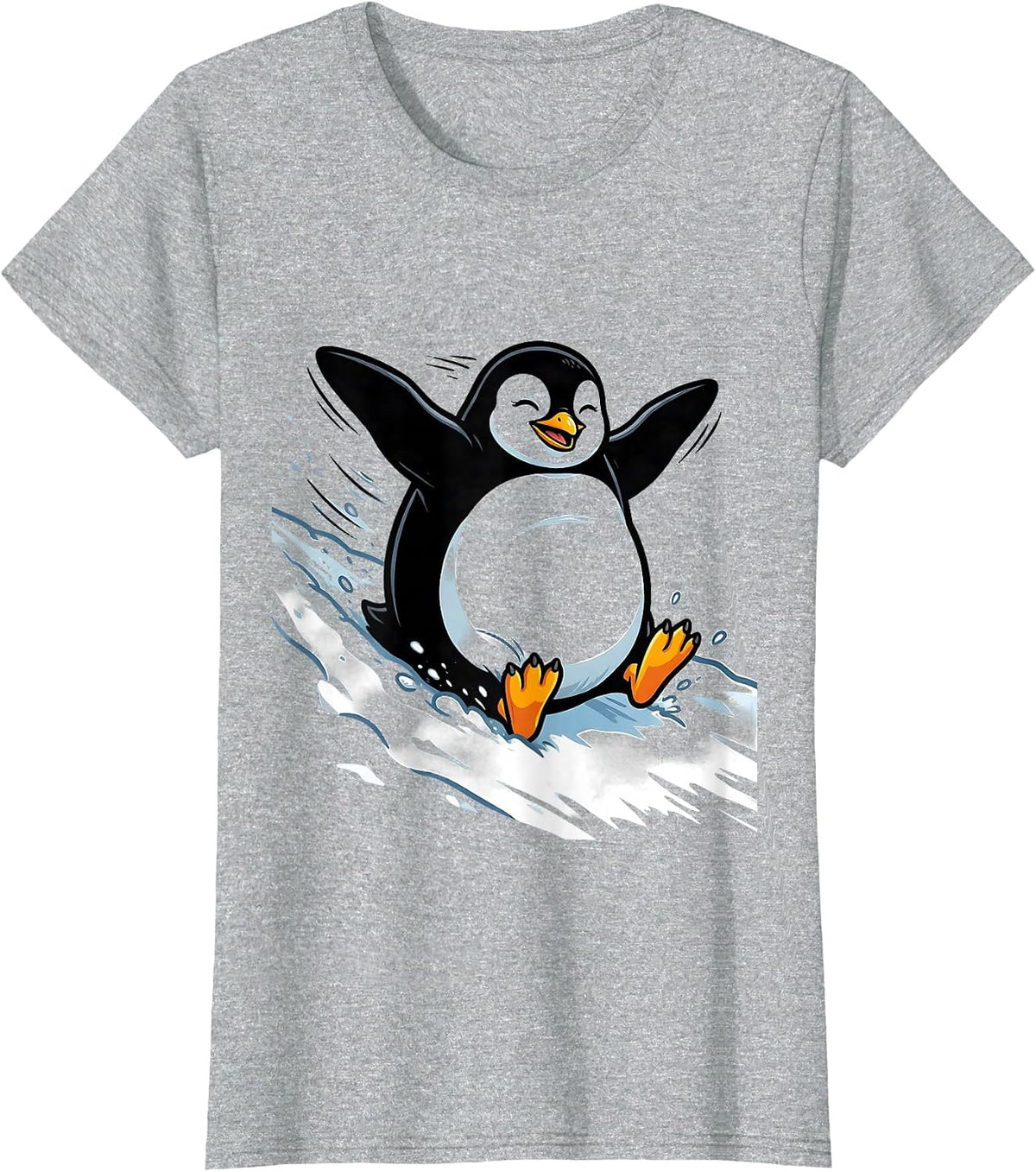 Women's Penguin Belly Cartoon Animal Lover Halloween Costume T-Shirt - Heather Grey