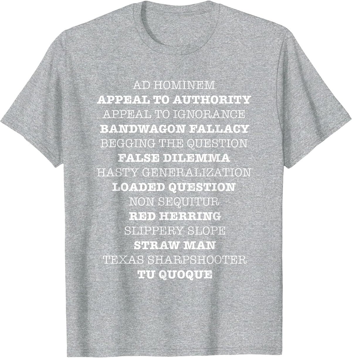 Debate Team Debating Squad Common Logical Fallacies T-Shirt - Heather Grey