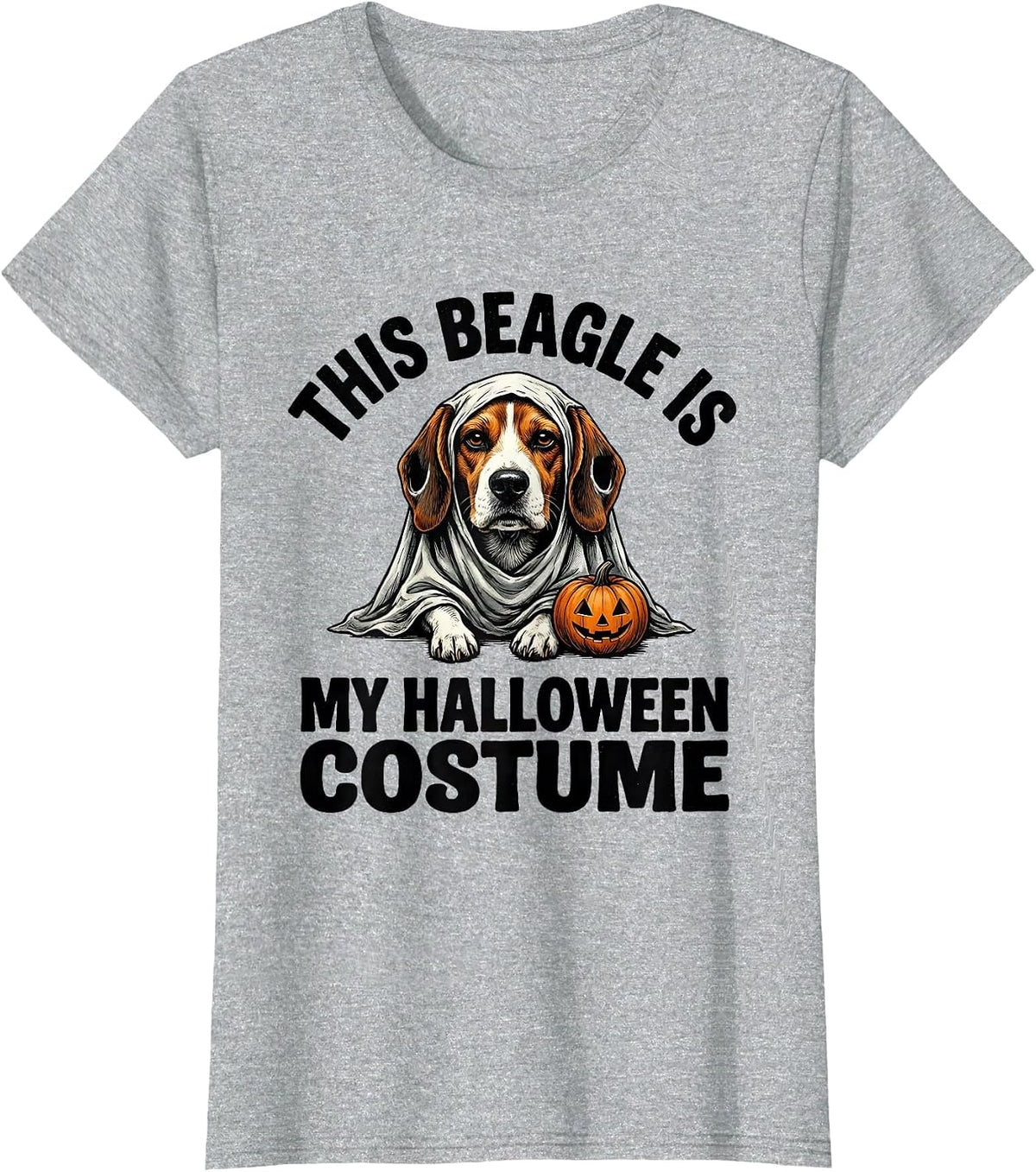 Women's This Beagle Is My Halloween Costume Funny Dog Lover Ghost T-Shirt - Heather Grey