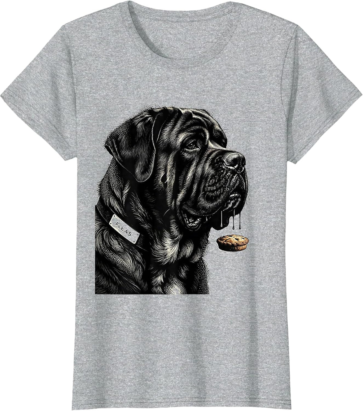 Women's FLEWS Funny Spanish Mastiff Jowls Dog Mom Dog Dad Humor T-Shirt - Heather Grey