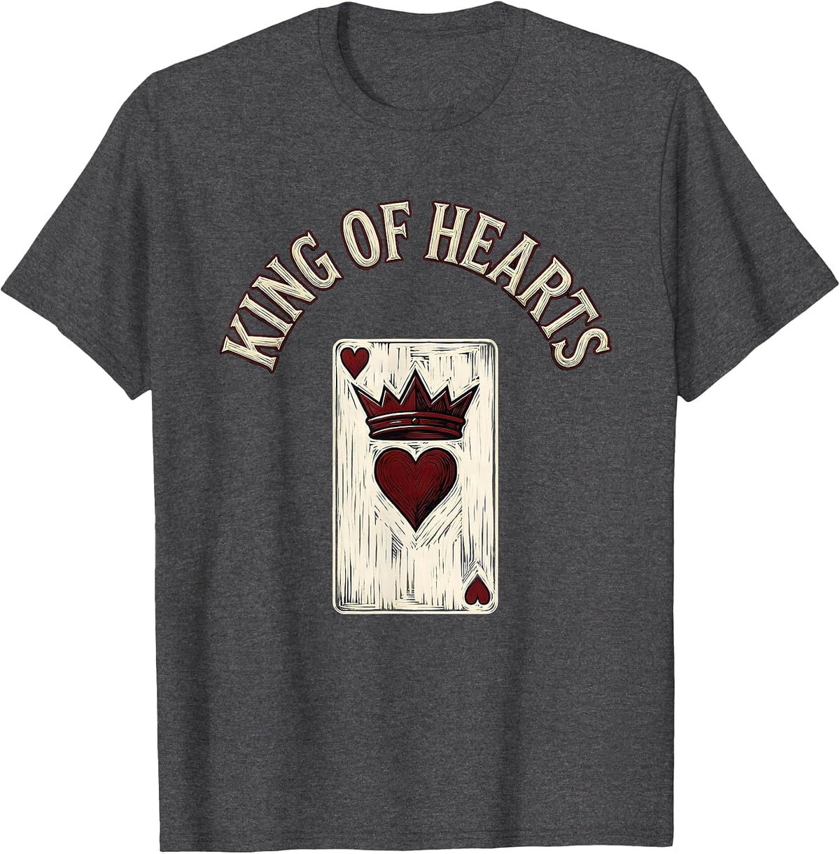 Men's King of Hearts Funny Poker Couple Halloween Matching Costume T-Shirt - Dark Heather Grey
