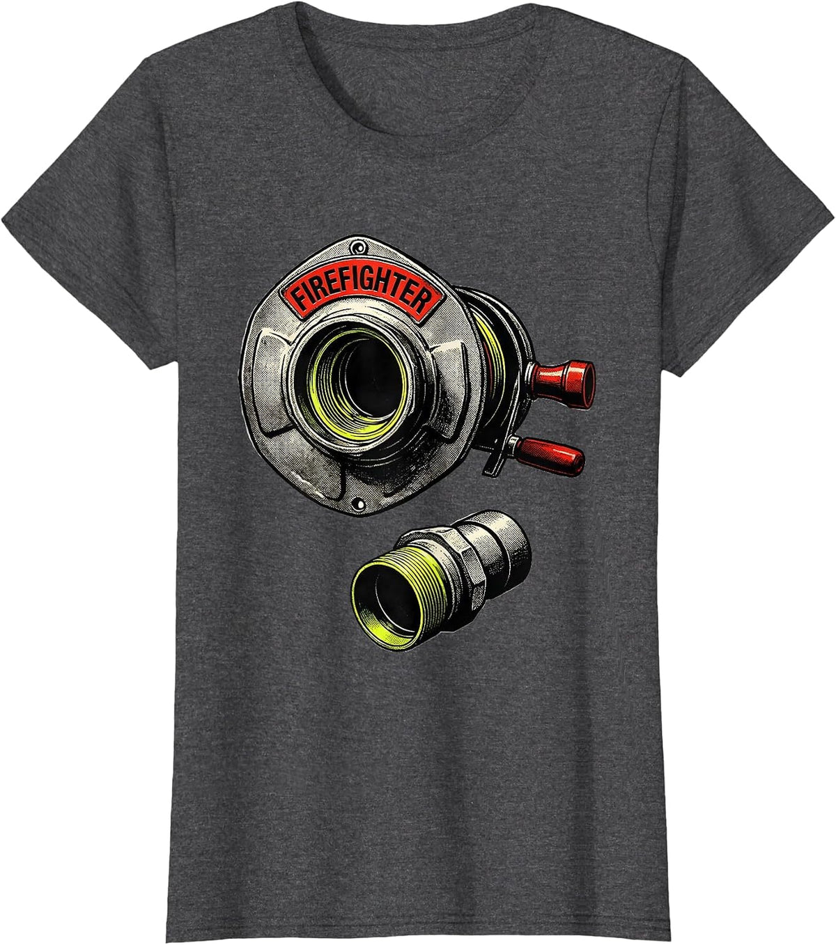 Women's Firefighter Risograph Fire Department Humor Gift for Fireman T-Shirt - Dark Heather Grey