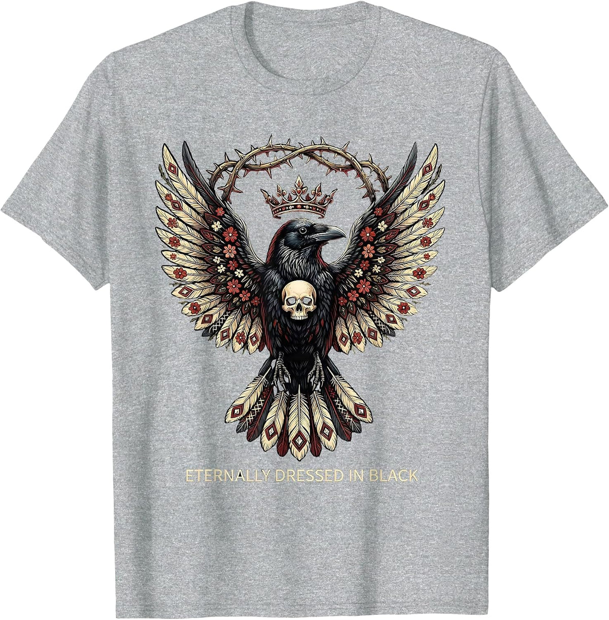 Men's Eternally Dressed In Black Gothic Design T-Shirt - Heather Grey