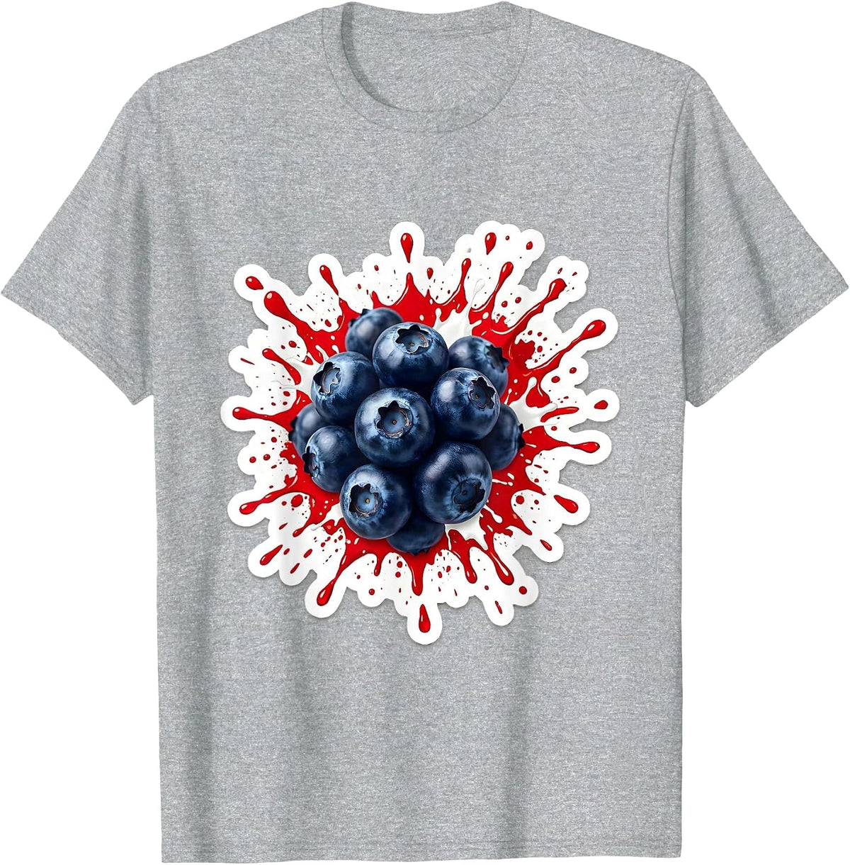 Men's Red White and Blueberries Burst Graphic Tee T-Shirt - Heather Grey