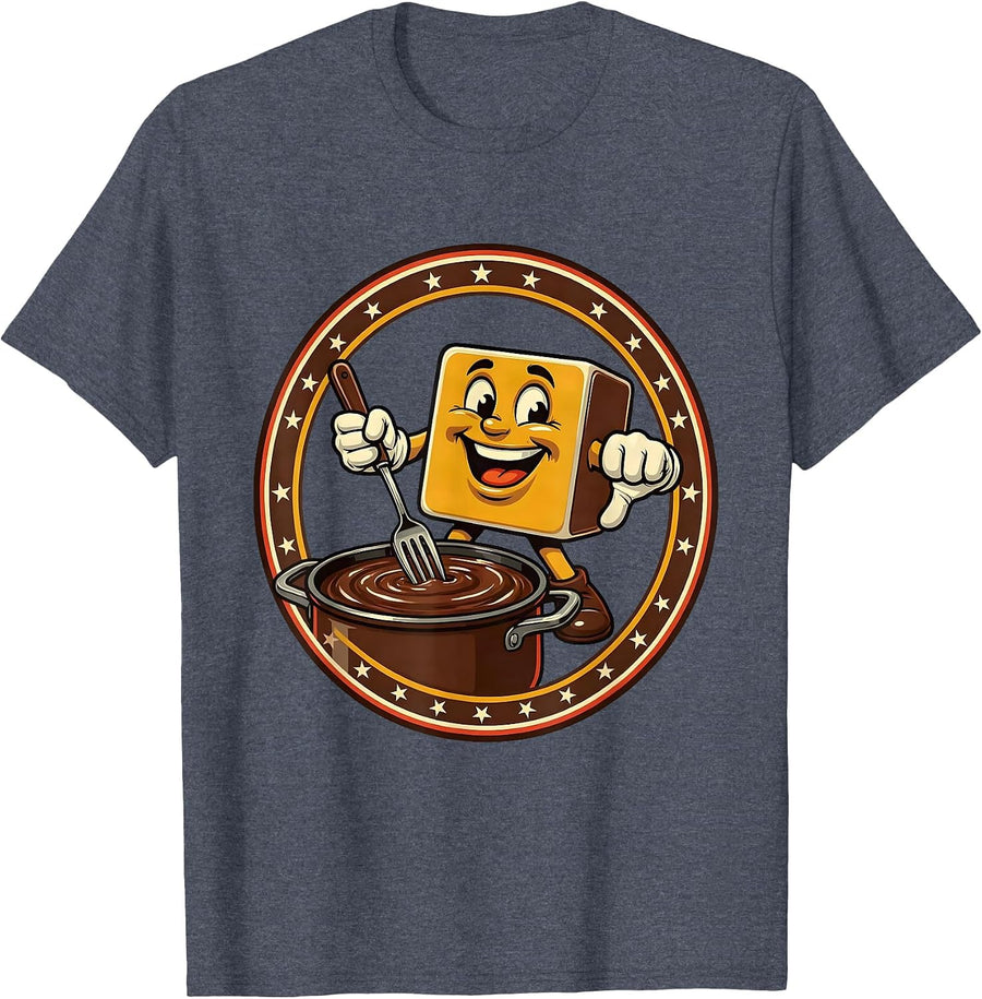 Periodic Table Chocolate Fondue Chemistry Design T-Shirt - Heather Blue