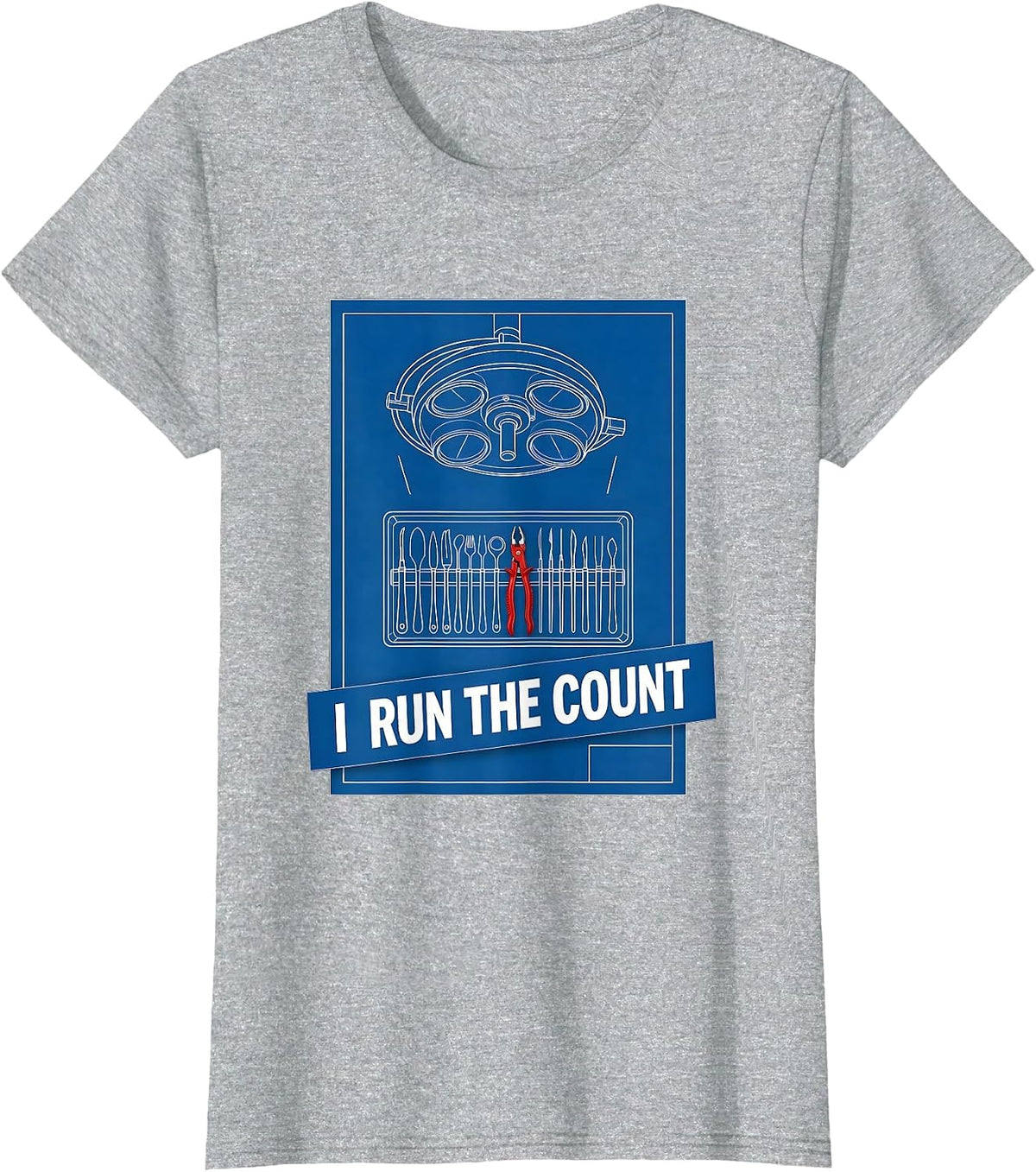 I Run The Count Technical Blueprint Surgical Tech Occupation T-Shirt - Heather Grey