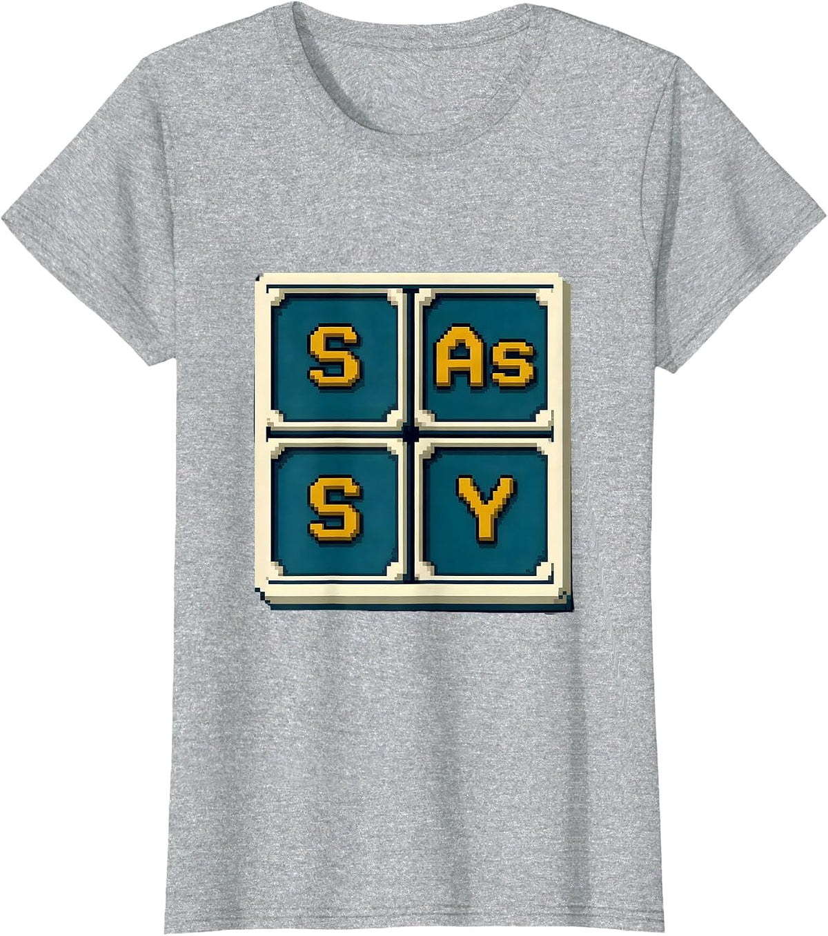 S-As-S-Y Pixel Art Funny Chemistry Nerd Humor Gift T-Shirt - Heather Grey