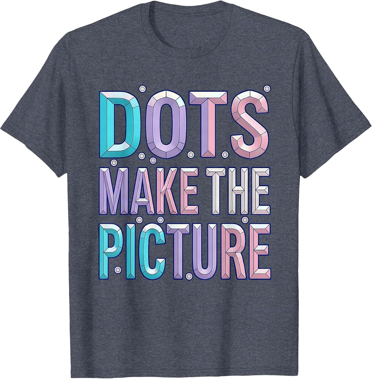 Dots Make The Picture Pointillism Art Design T-Shirt - Heather Blue