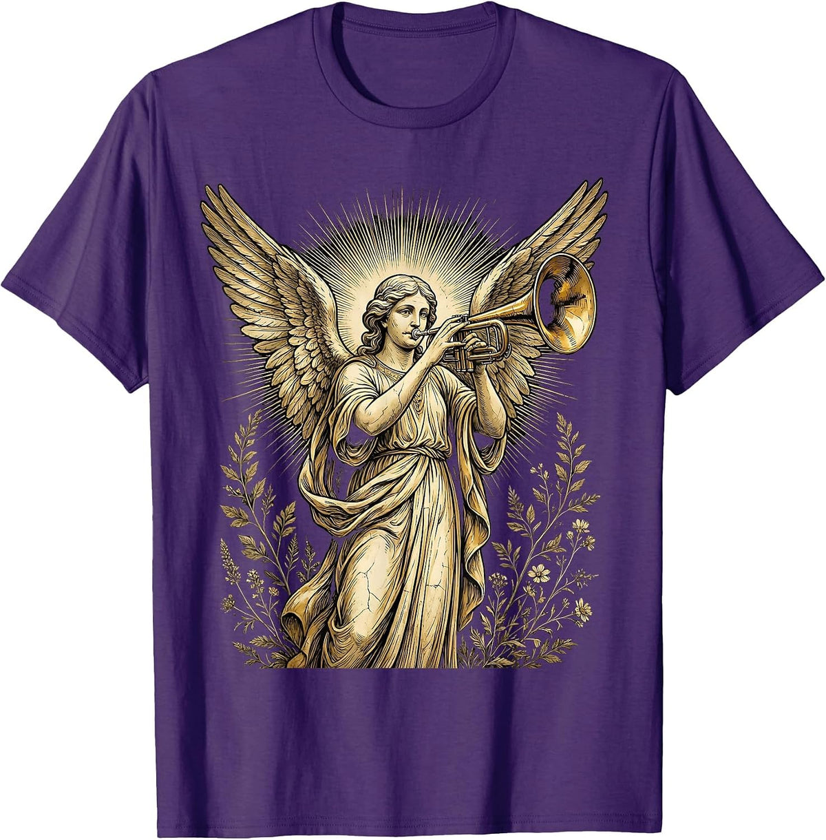 Make Heaven Crowded Angel Trumpet Graphic T-Shirt - Purple