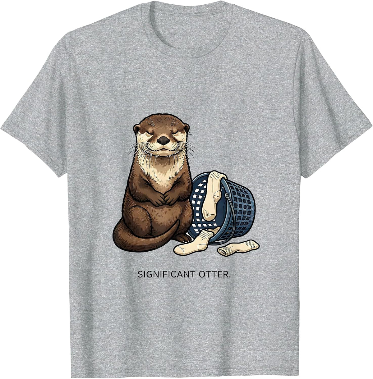 Men's Round Otter Chibi Funny Animal Lover Gift T-Shirt - Heather Grey