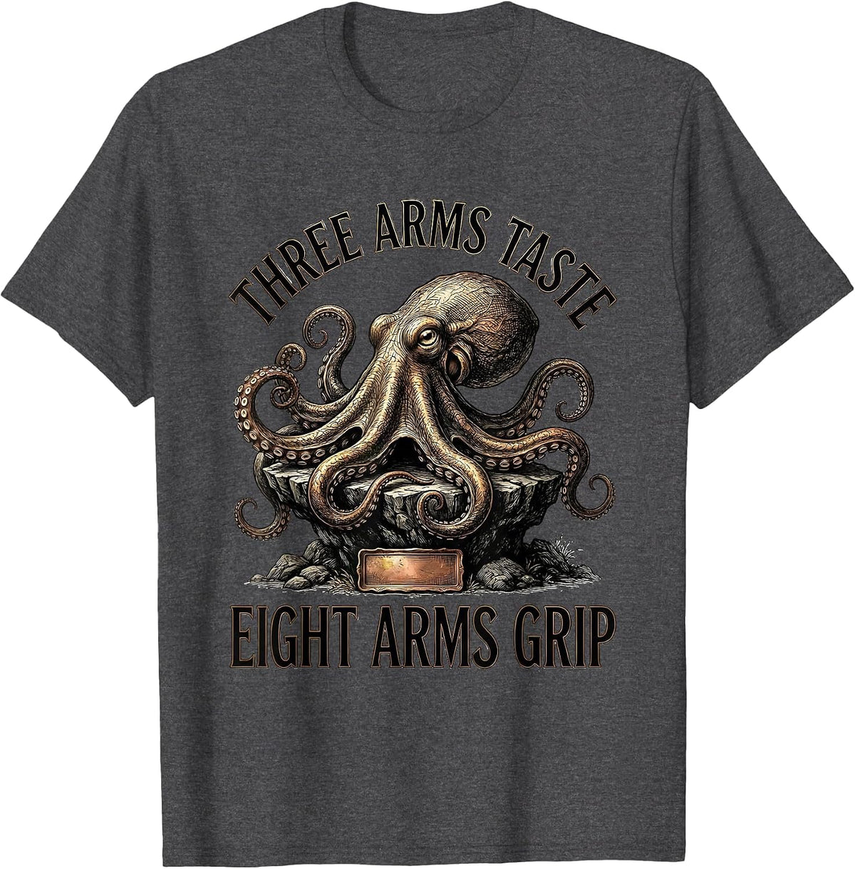 Men's Three Arms Taste Eight Arms Grip Vintage Octopus T-Shirt - Dark Heather Grey
