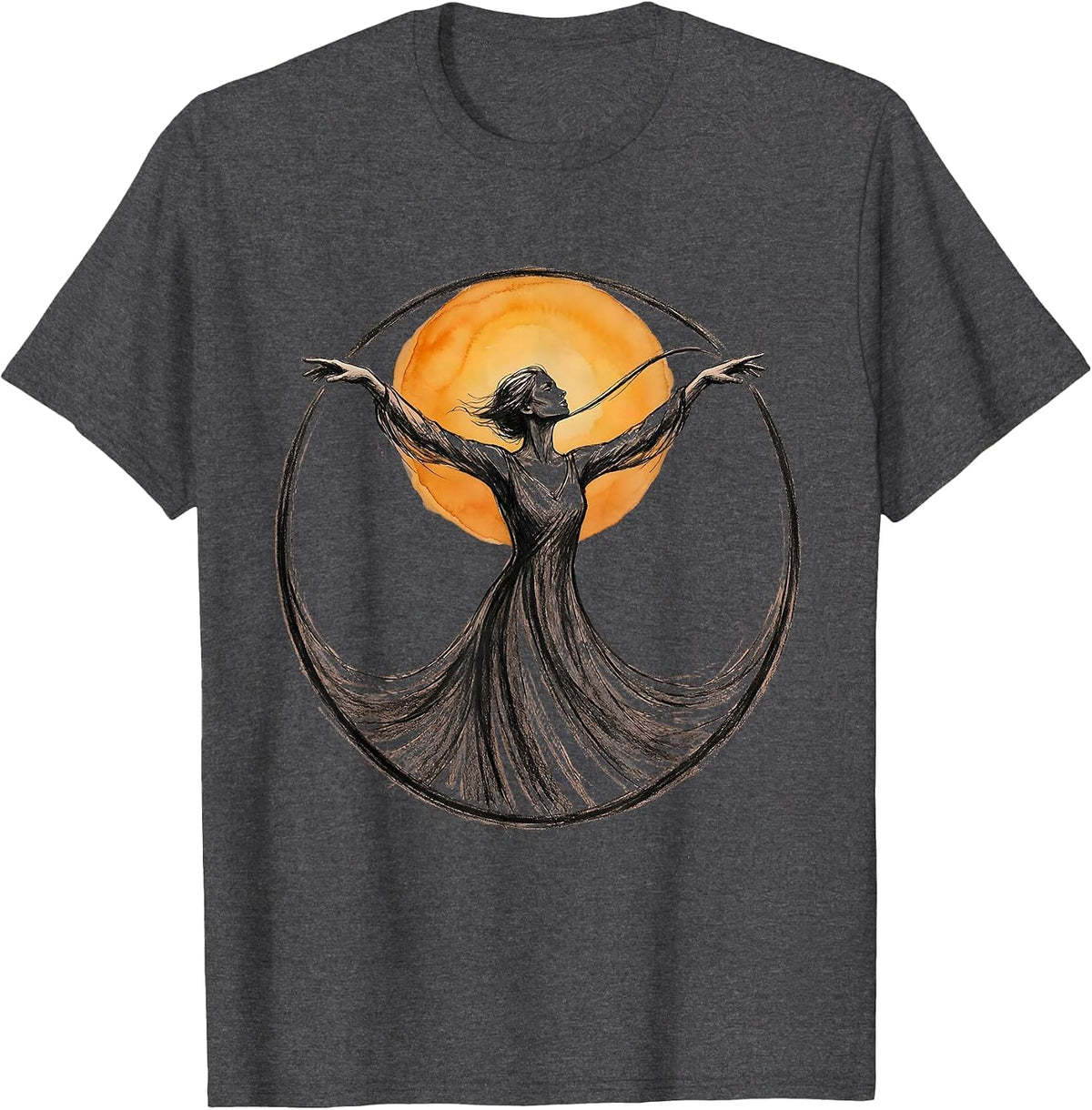 Gigi Sunrise Stretch Graphic Design T-Shirt - Dark Heather Grey