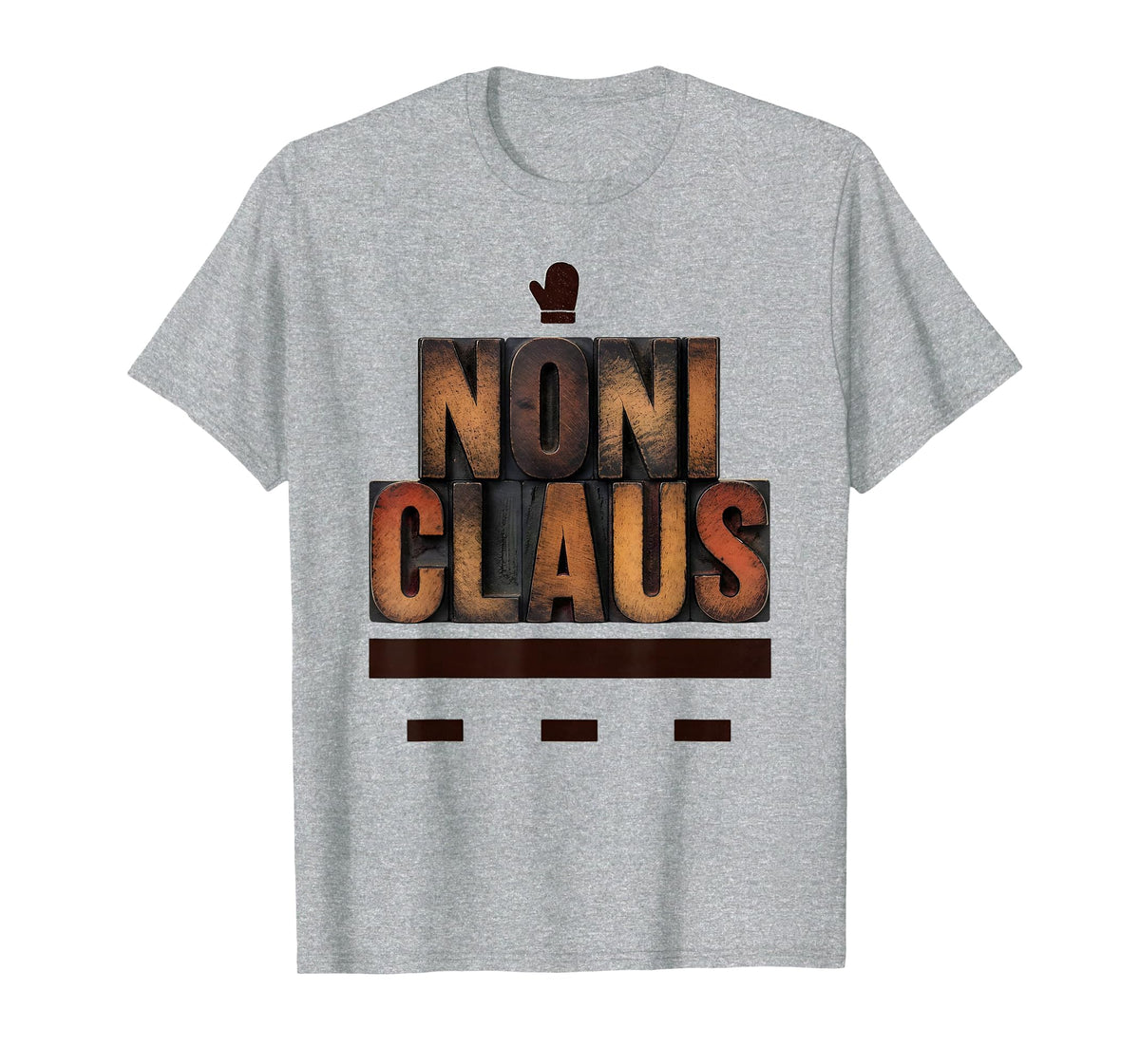 Mademark Men's Noni Claus Wood Type Letterpress Family Matching Christmas T-Shirt - Heather Grey