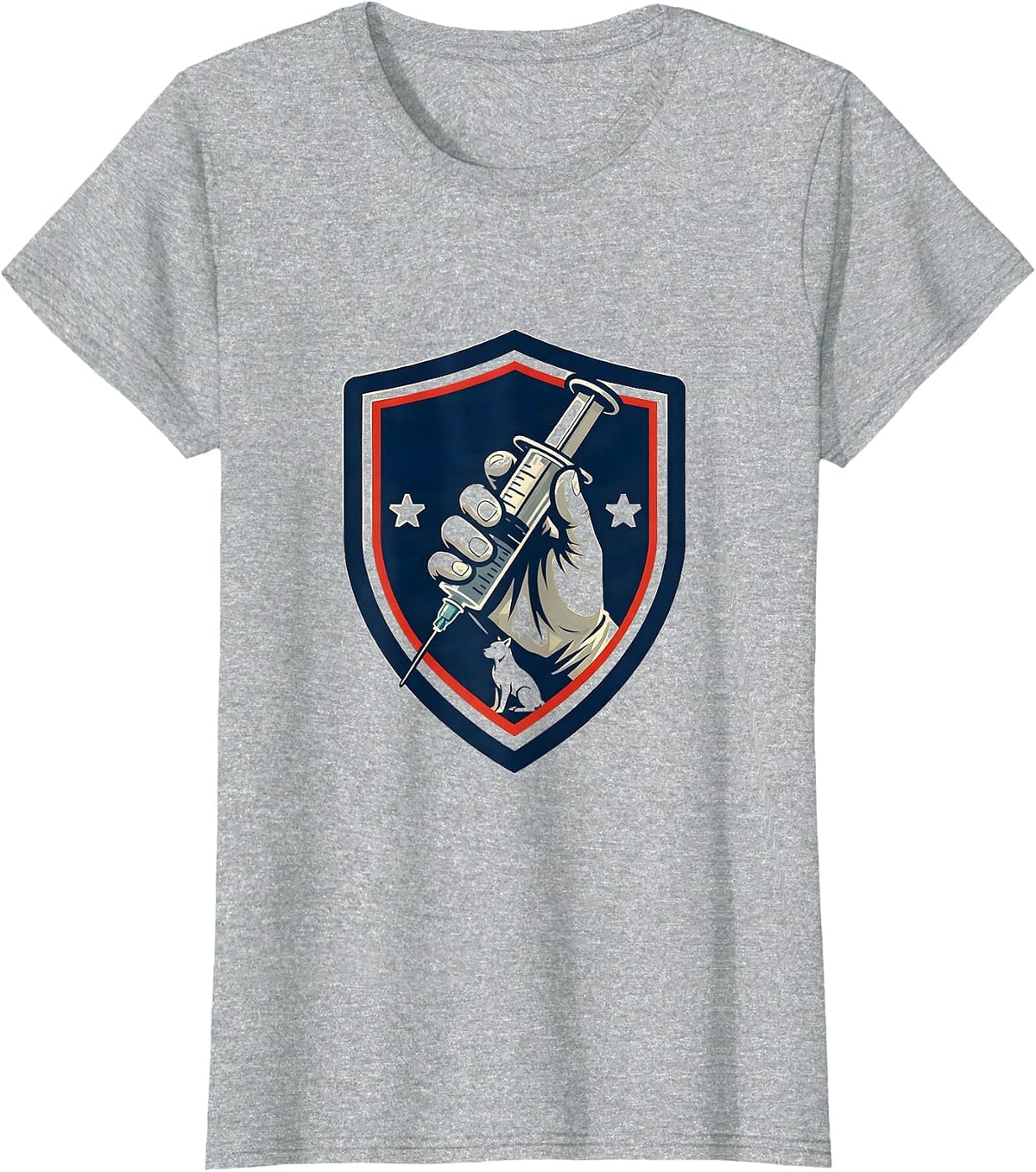 Sealed Shield Badge Vet Tech Medical Star Humor T-Shirt - Heather Grey