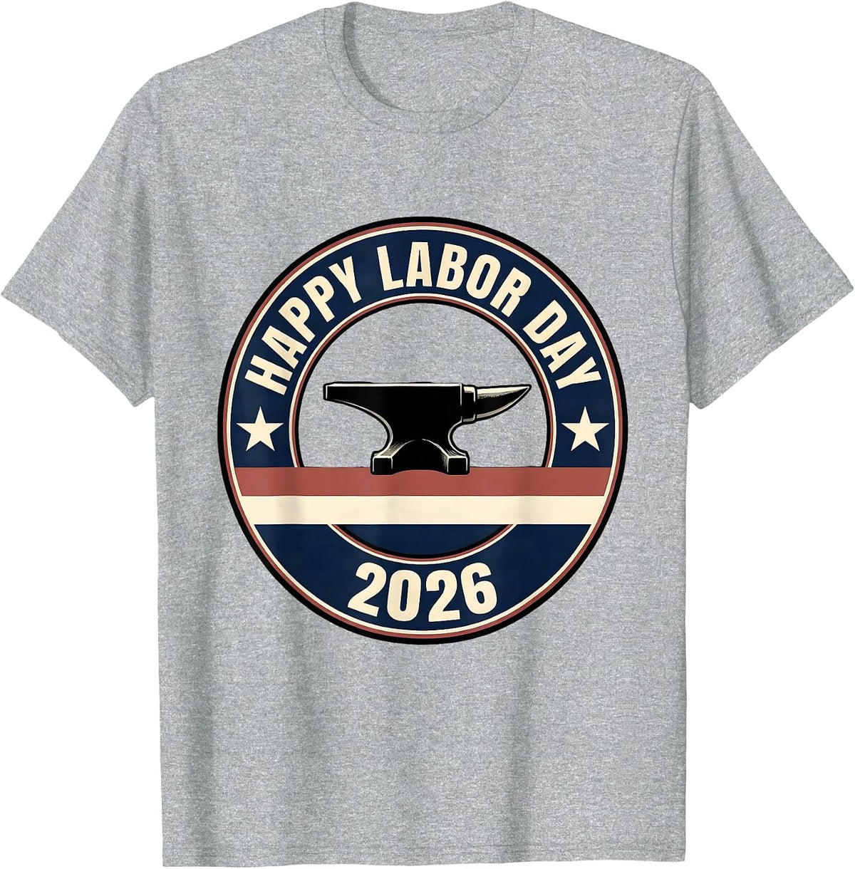 Men's Happy Labor Day 2026 Patriotic Union Worker Pride T-Shirt - Heather Grey