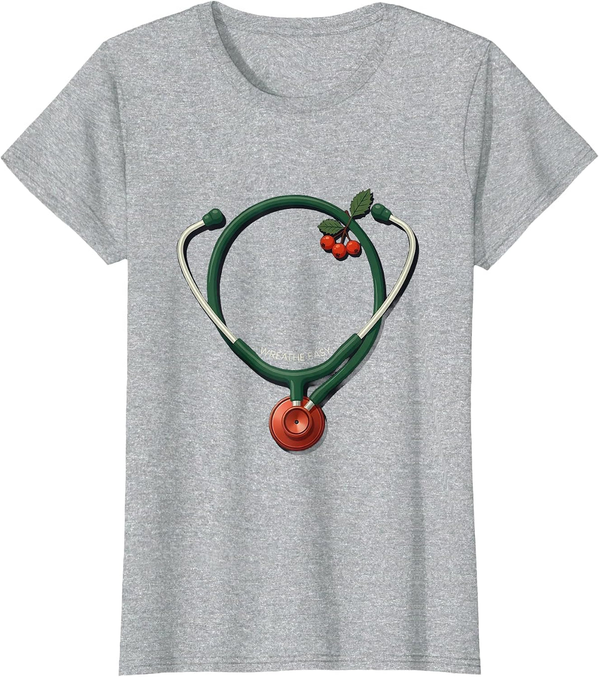 Wreathe Easy Editorial Conceptual Respiratory Therapist T-Shirt - Heather Grey
