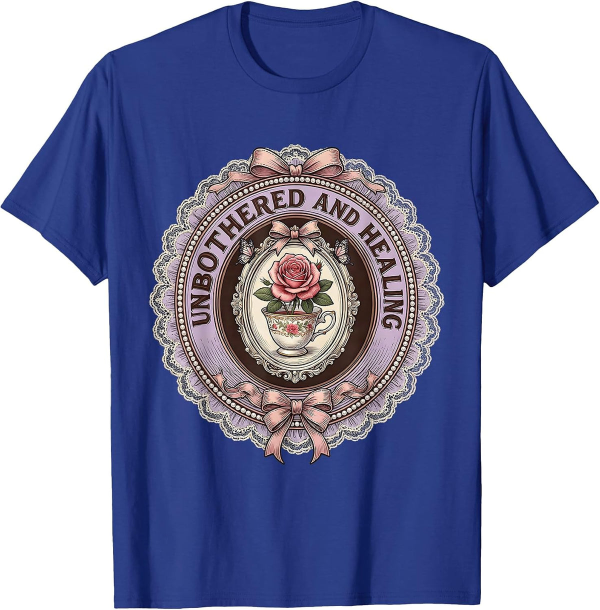 Unbothered and Healing Mental Health Matters Design T-Shirt - Royal Blue