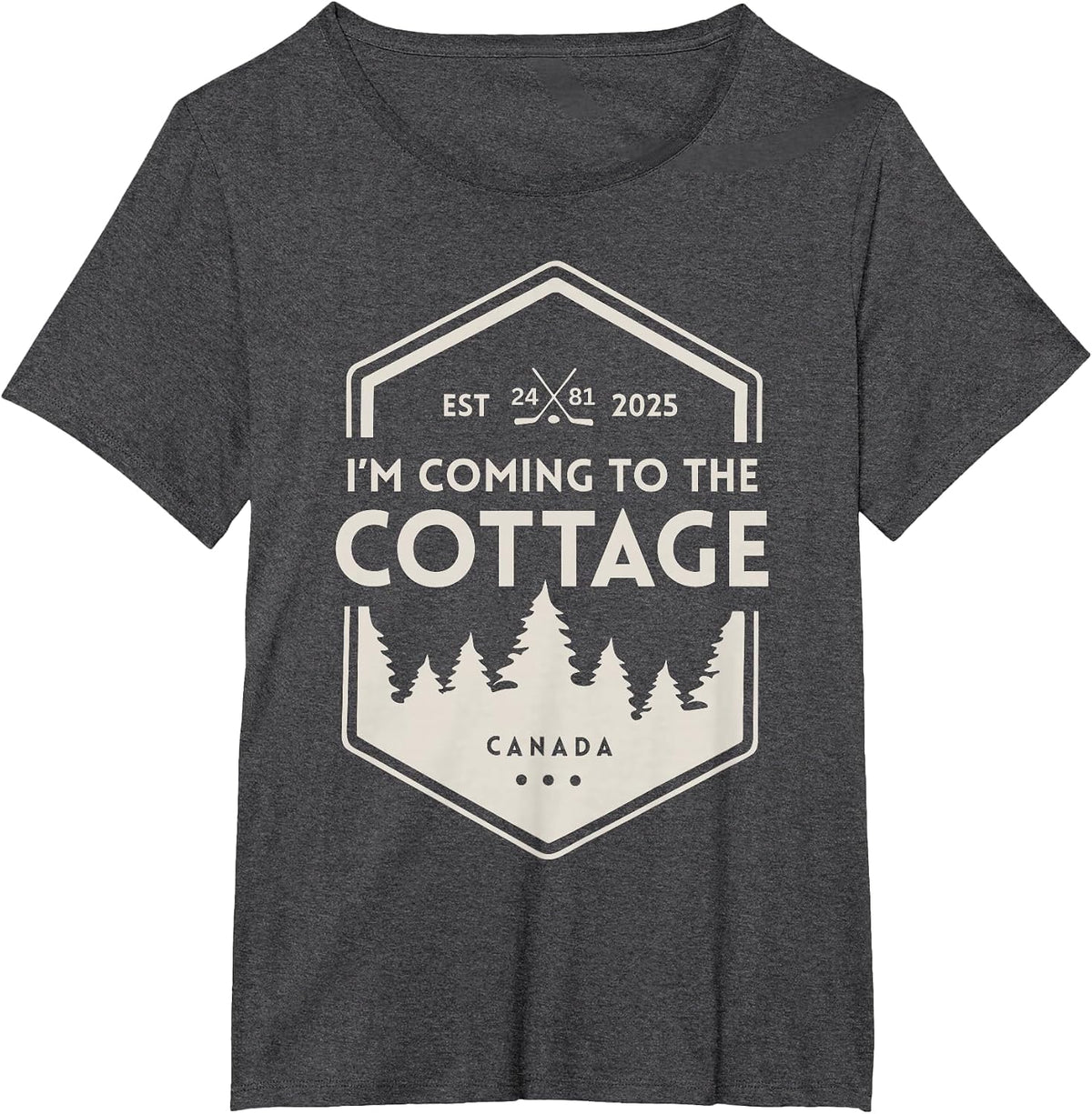 Vintage I'm Coming to The Cottage Hockey Romance T-Shirt - Dark Heather Grey