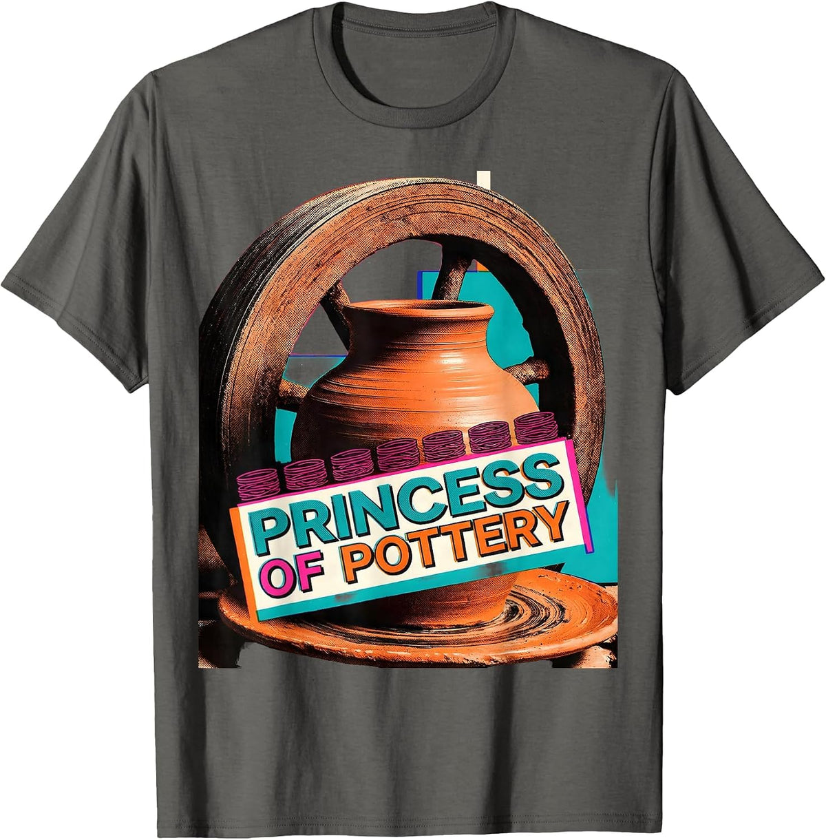 Men's Princess of Pottery Funny Ceramic Art Humor T-Shirt - Asphalt Grey