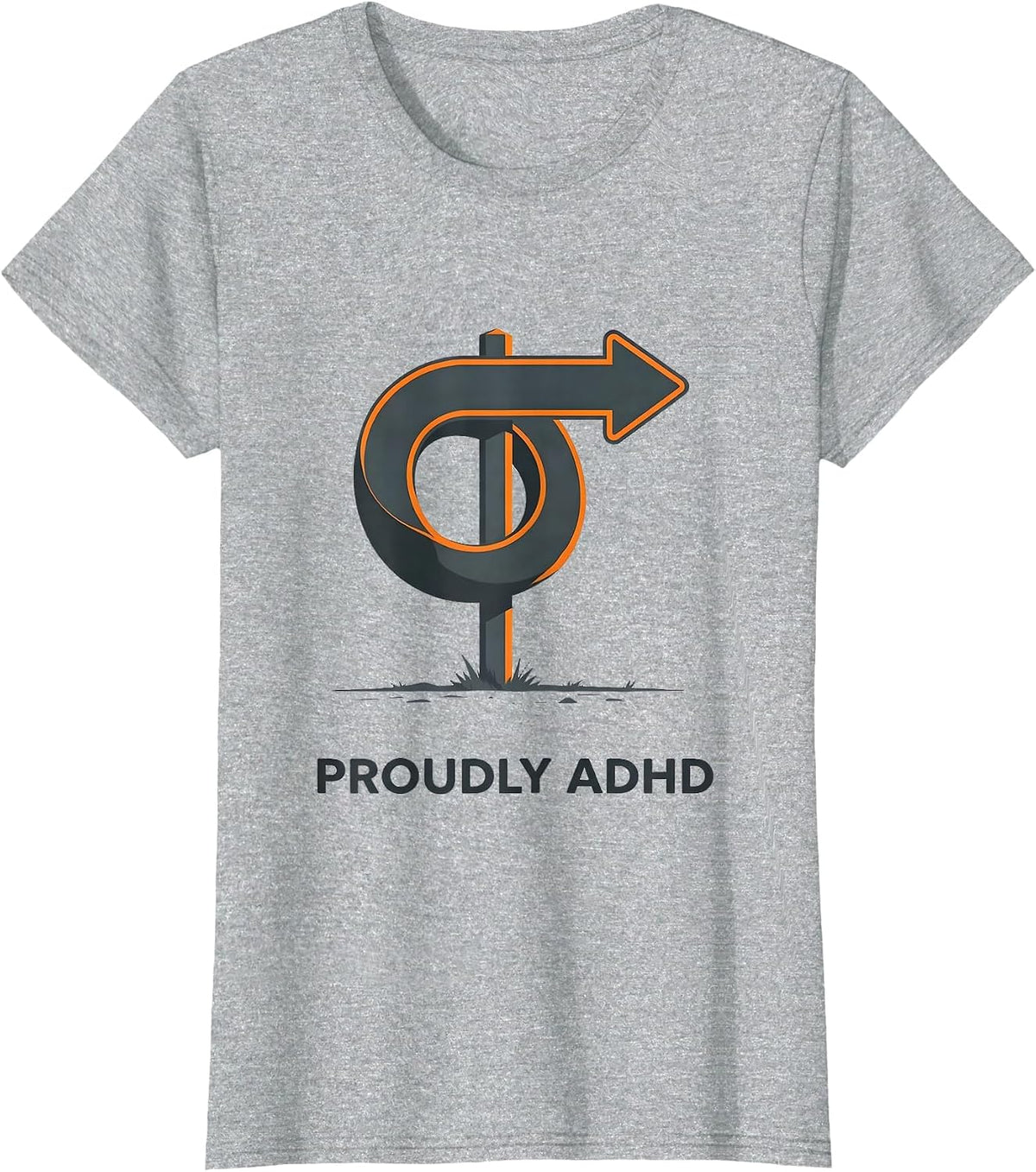 Proudly ADHD Funny Neurodiverse Awareness Neurodiversity T-Shirt - Heather Grey