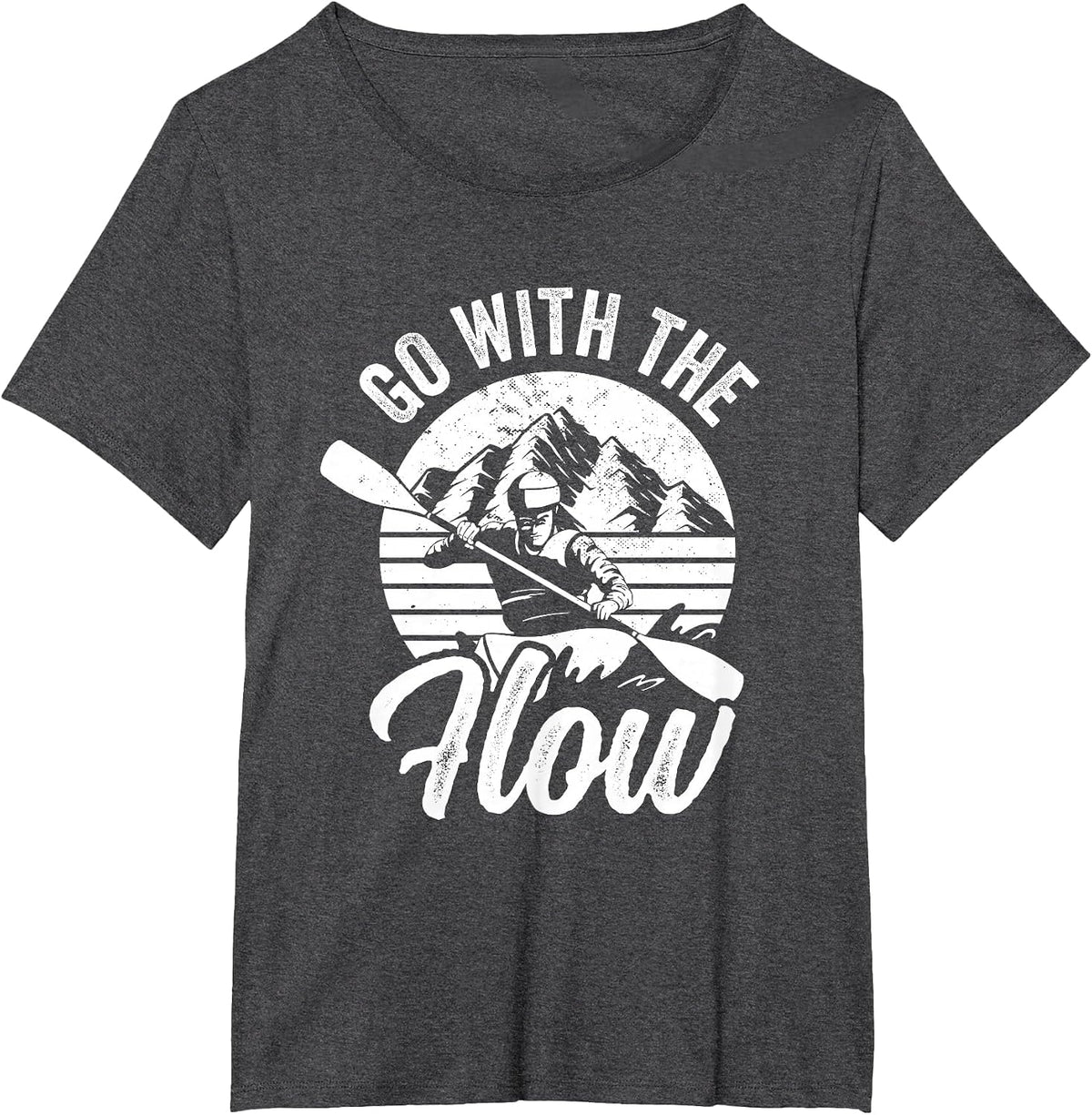 Go with The Flows Kayaking Paddling Kayak Funny Kayaker T-Shirt - Dark Heather Grey