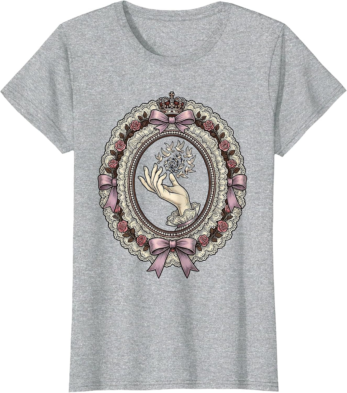 Women's Gigi Elegant Bird Release Graphic Design T-Shirt - Heather Grey