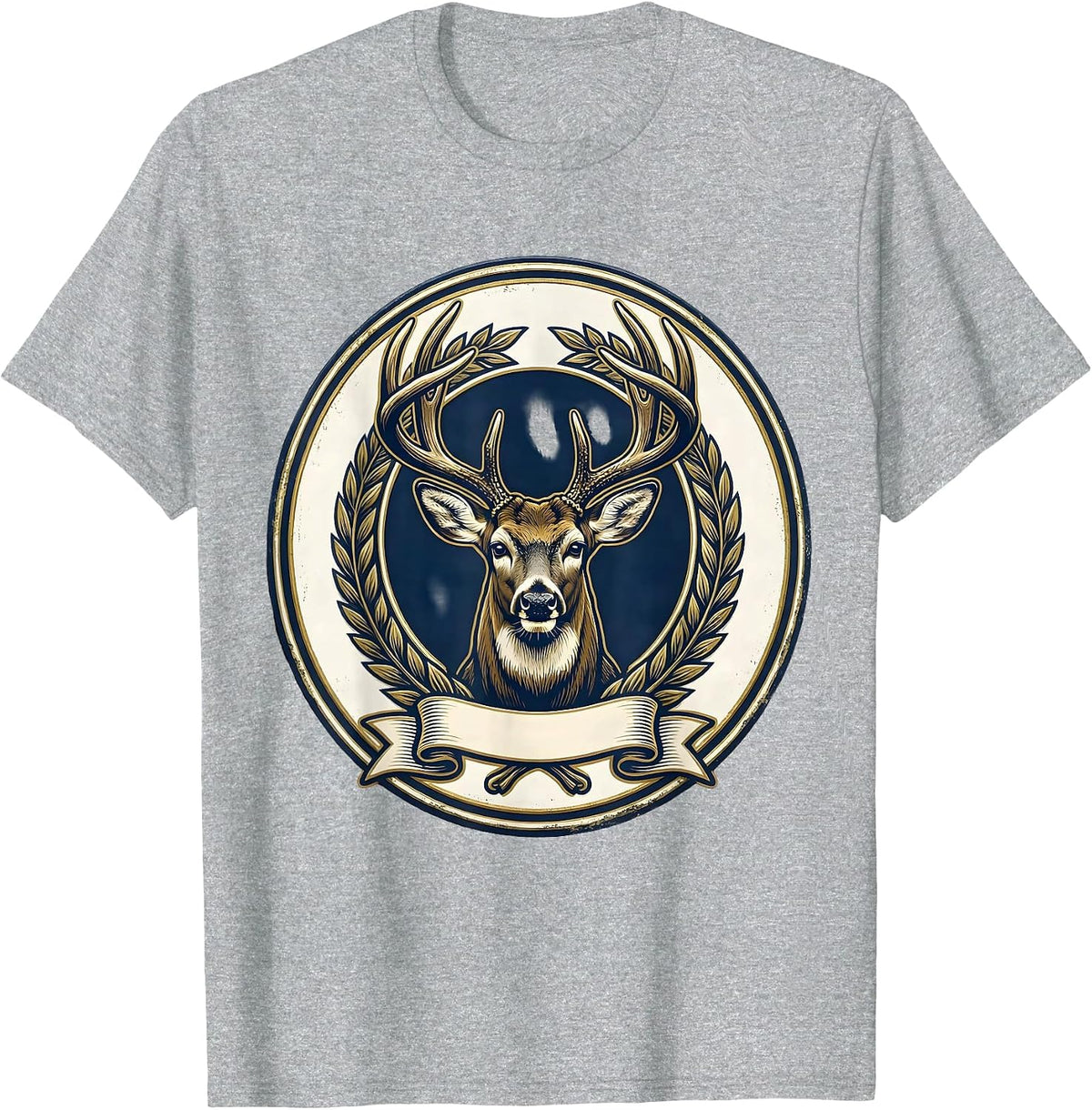 Men's Sealed Buck Emblem Whitetail Hunting Dad Gift T-Shirt - Heather Grey