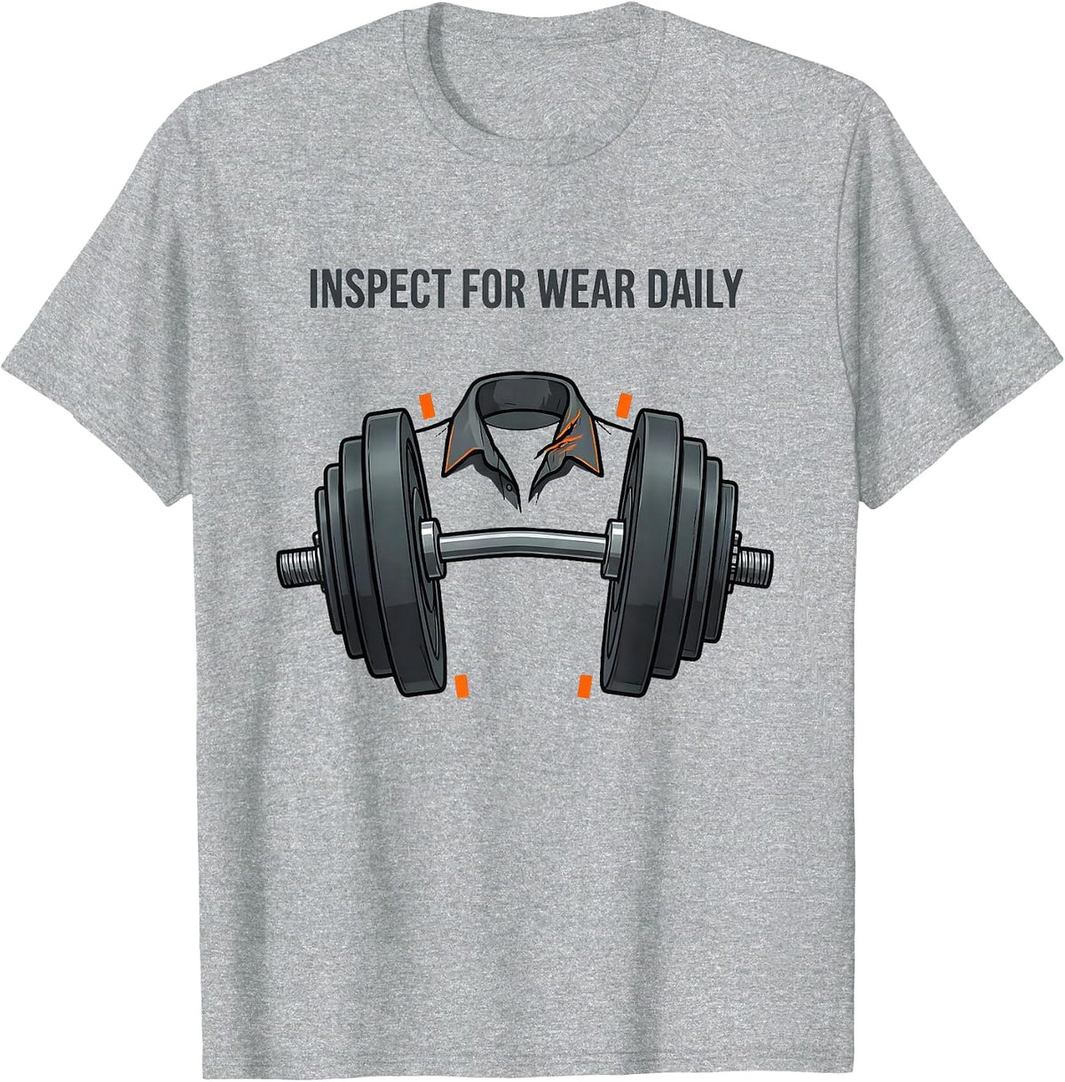 Men's Inspect For Wear Daily Funny Gym Workout Weightlifting Humor T-Shirt - Heather Grey