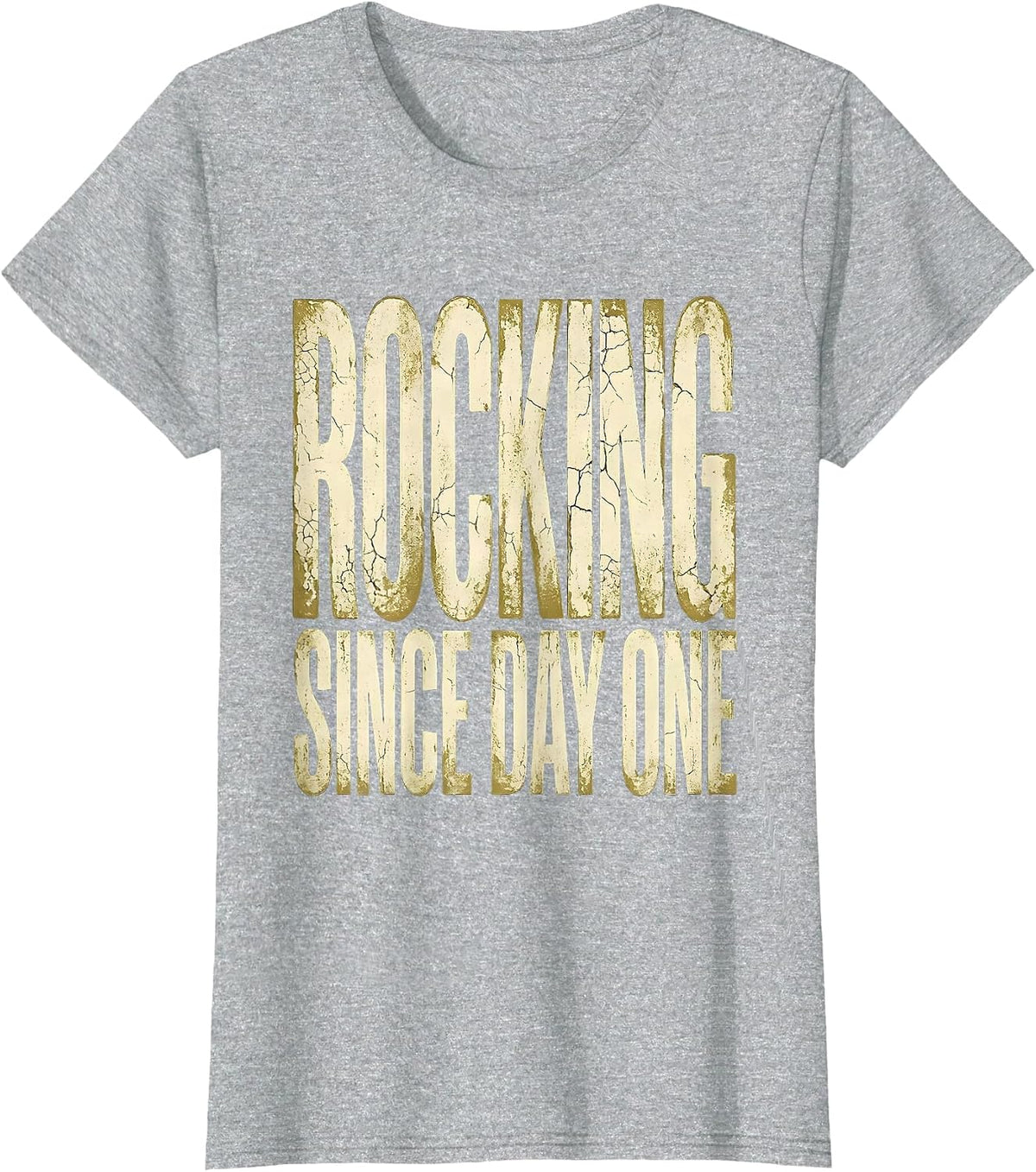 Rocking Since Day One Bold Rock Music Design T-Shirt - Heather Grey