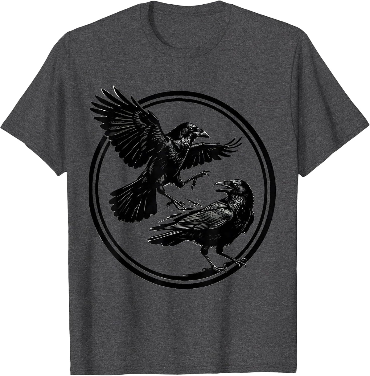 Fawk Off Crow Funny Bird Illustration T-Shirt - Dark Heather Grey