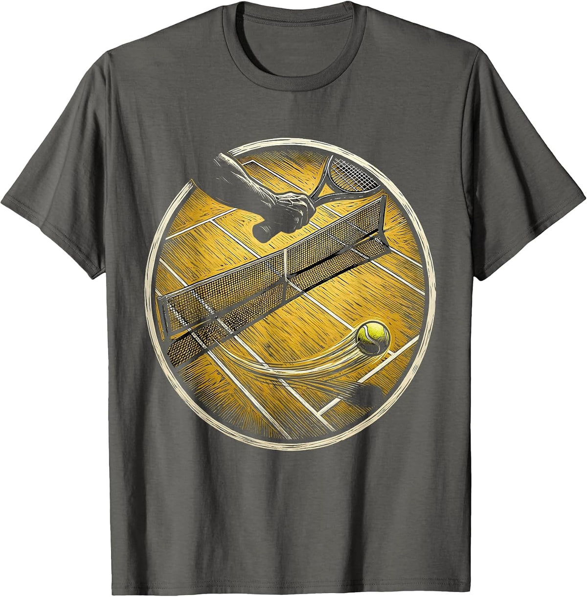 Tennis Ace Serve Overhead View Graphic T-Shirt - Asphalt Grey