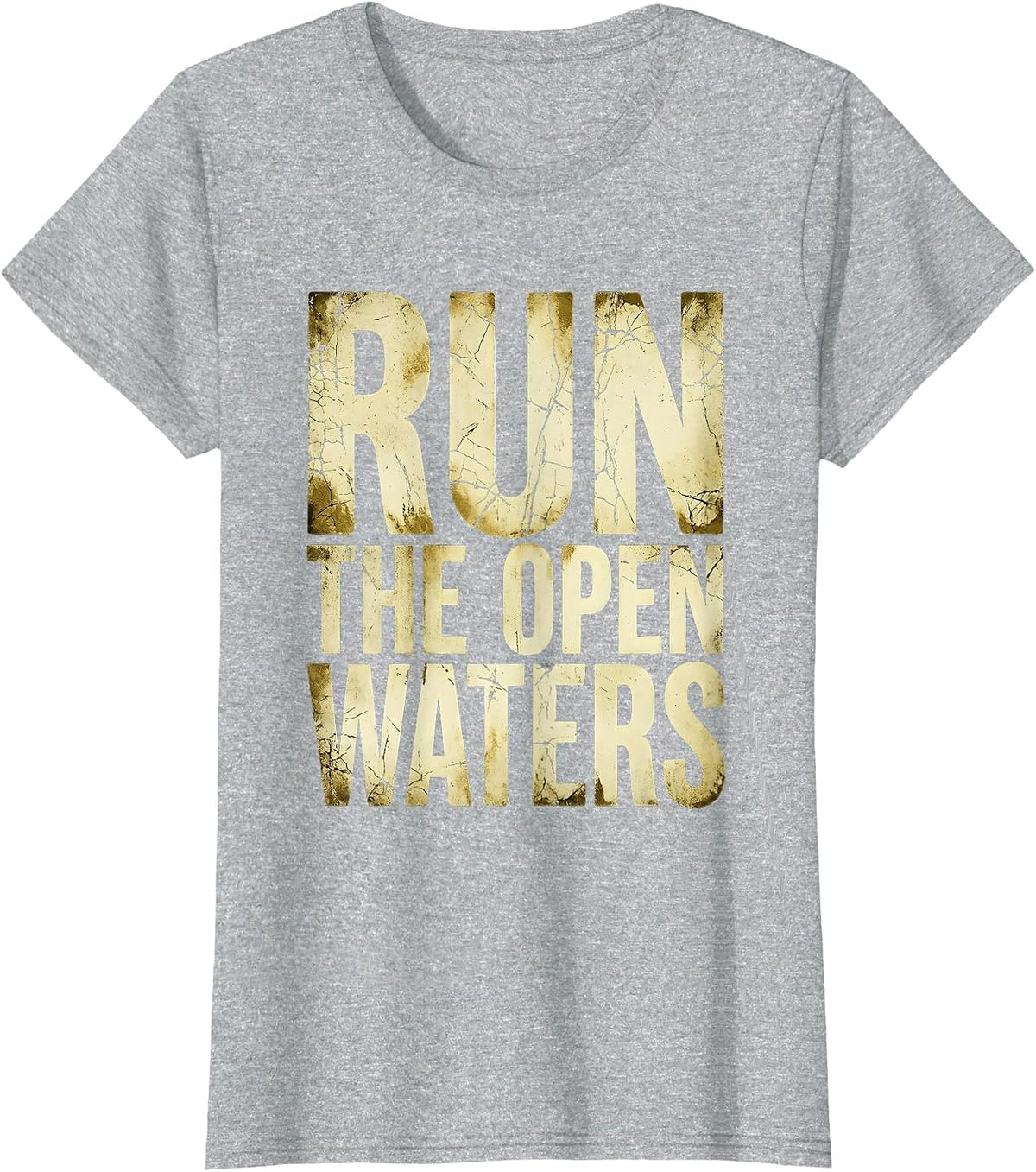 Run the Open Waters Navy Nautical Design T-Shirt - Heather Grey