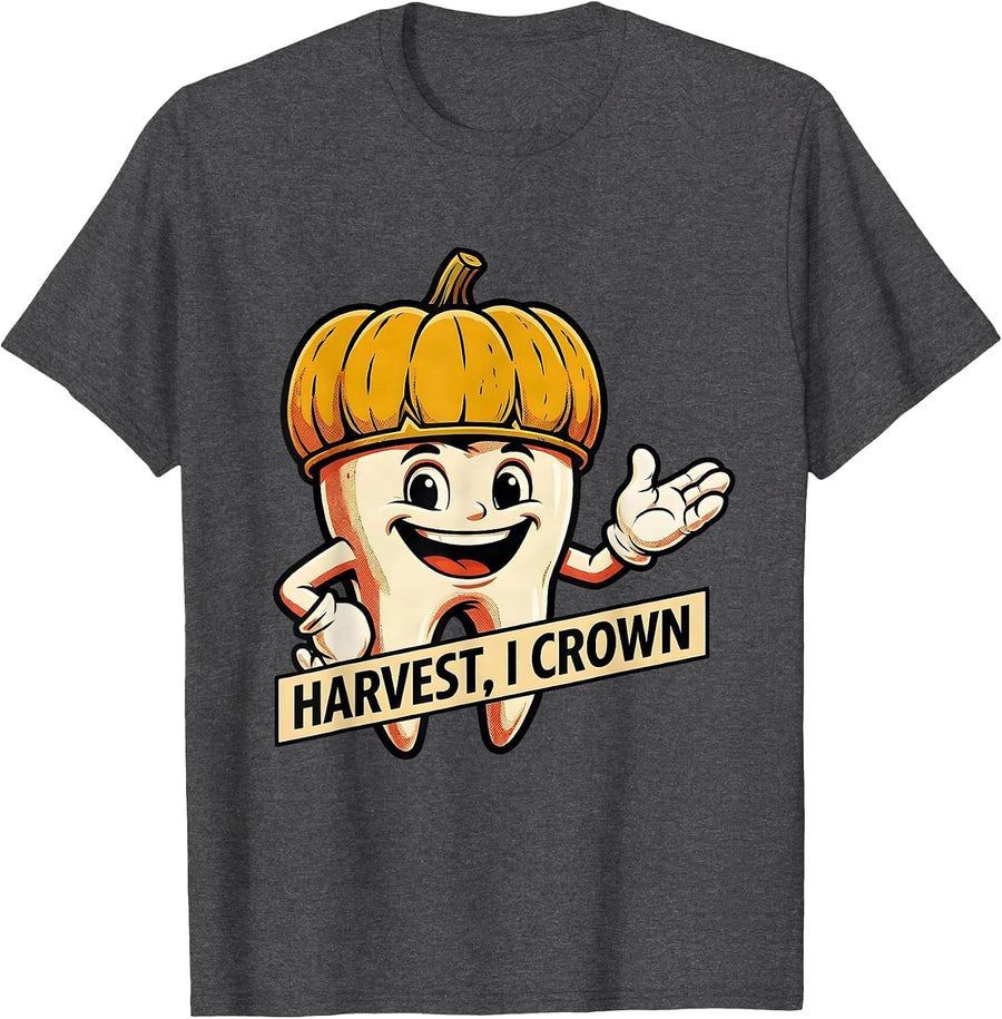 Men's Harvest, I Crown Retro Advertising Dental Hygienist T-Shirt - Dark Heather Grey