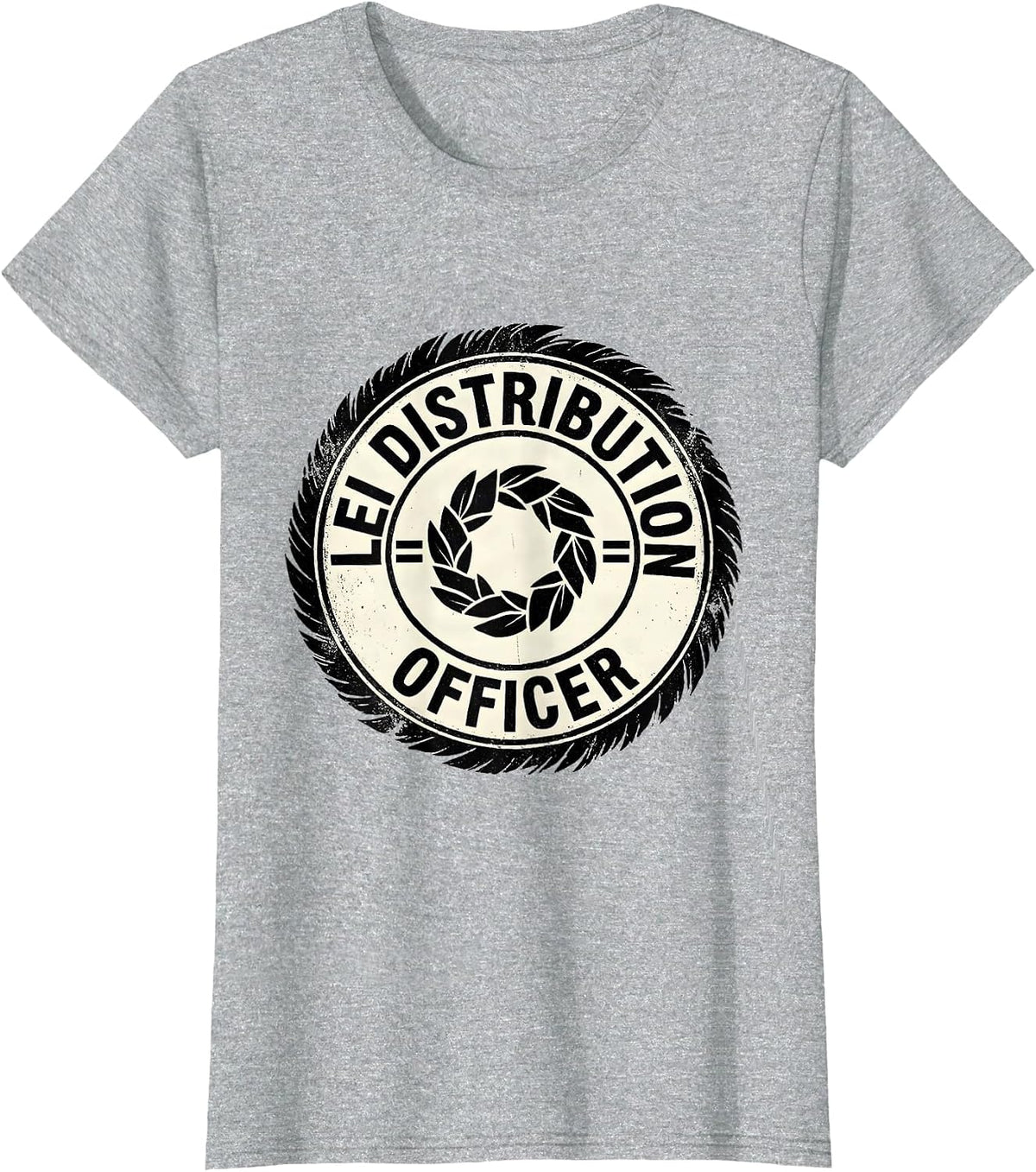 Lei Distribution Officer Rubber Stamp Funny Luau Costume T-Shirt - Heather Grey
