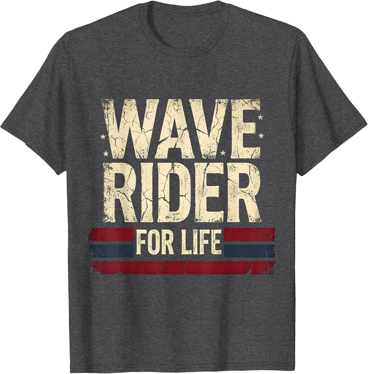 Wave Rider For Life Mens Beach Design T-Shirt - Dark Heather Grey